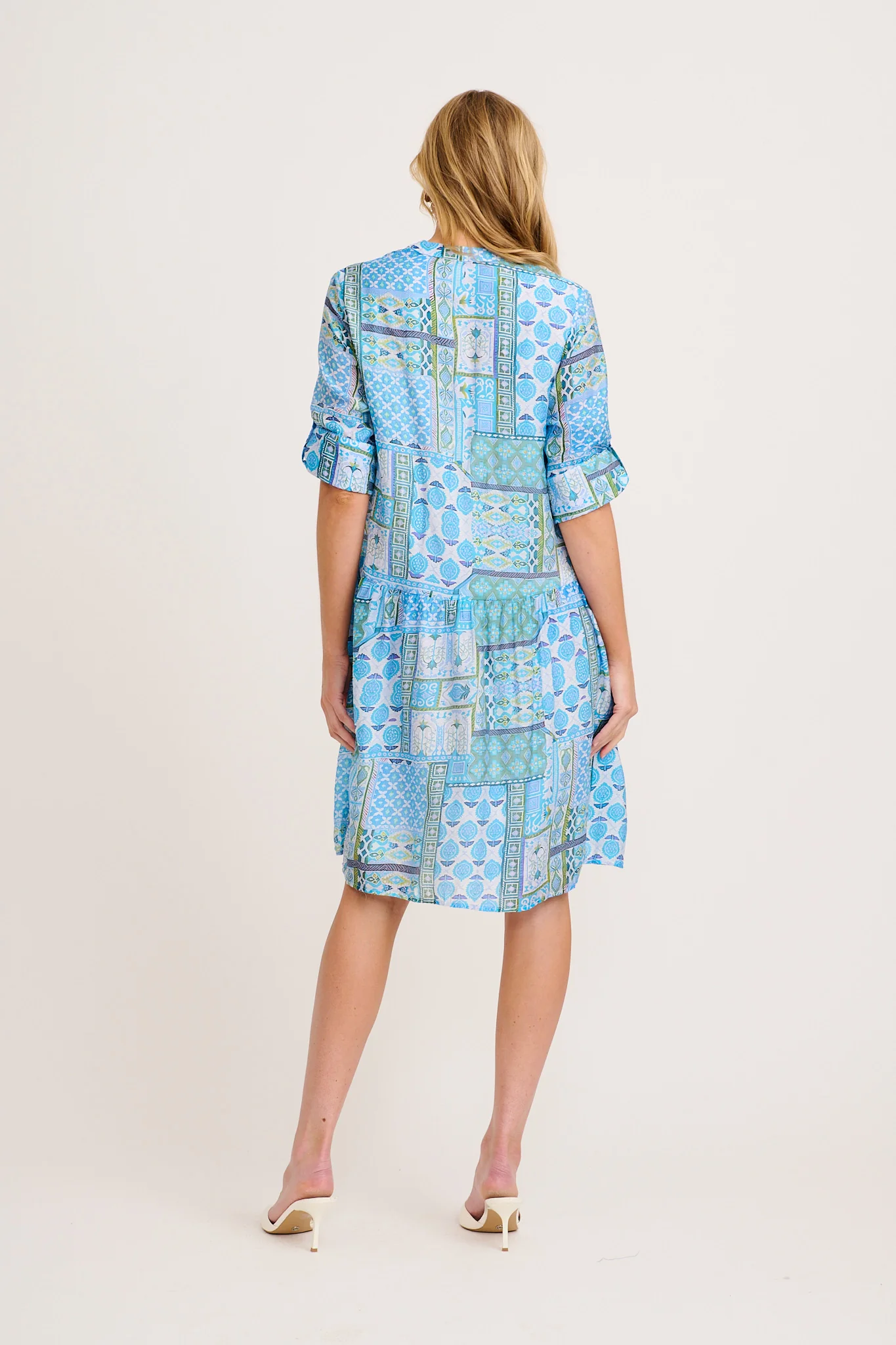 Cool Love Dress in Blue Tile Print - Image 4