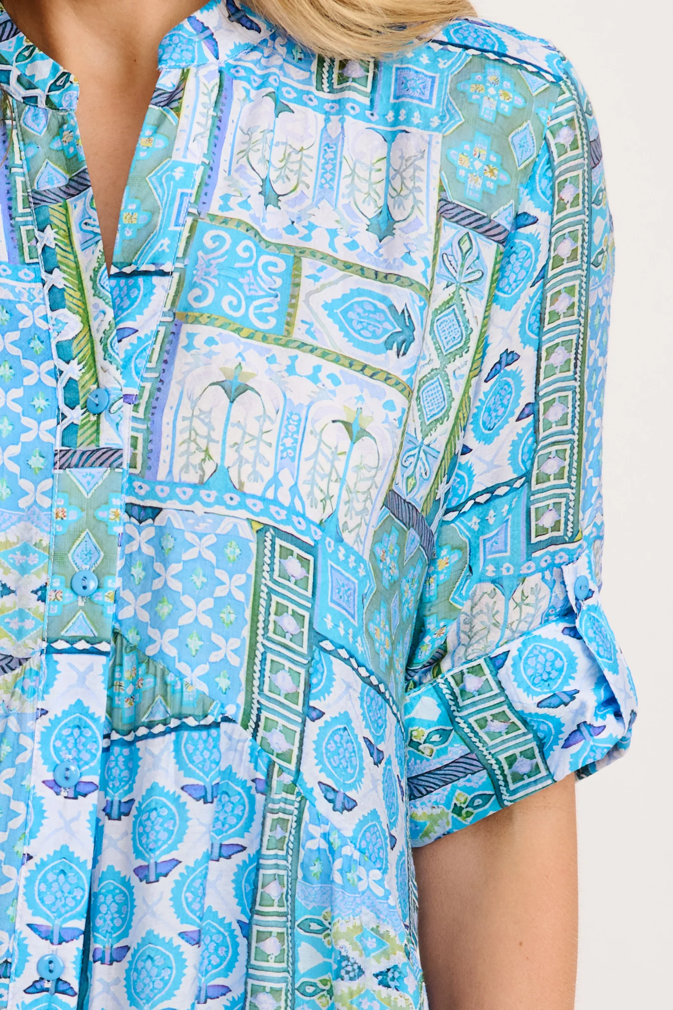 Cool Love Dress in Blue Tile Print - Image 5