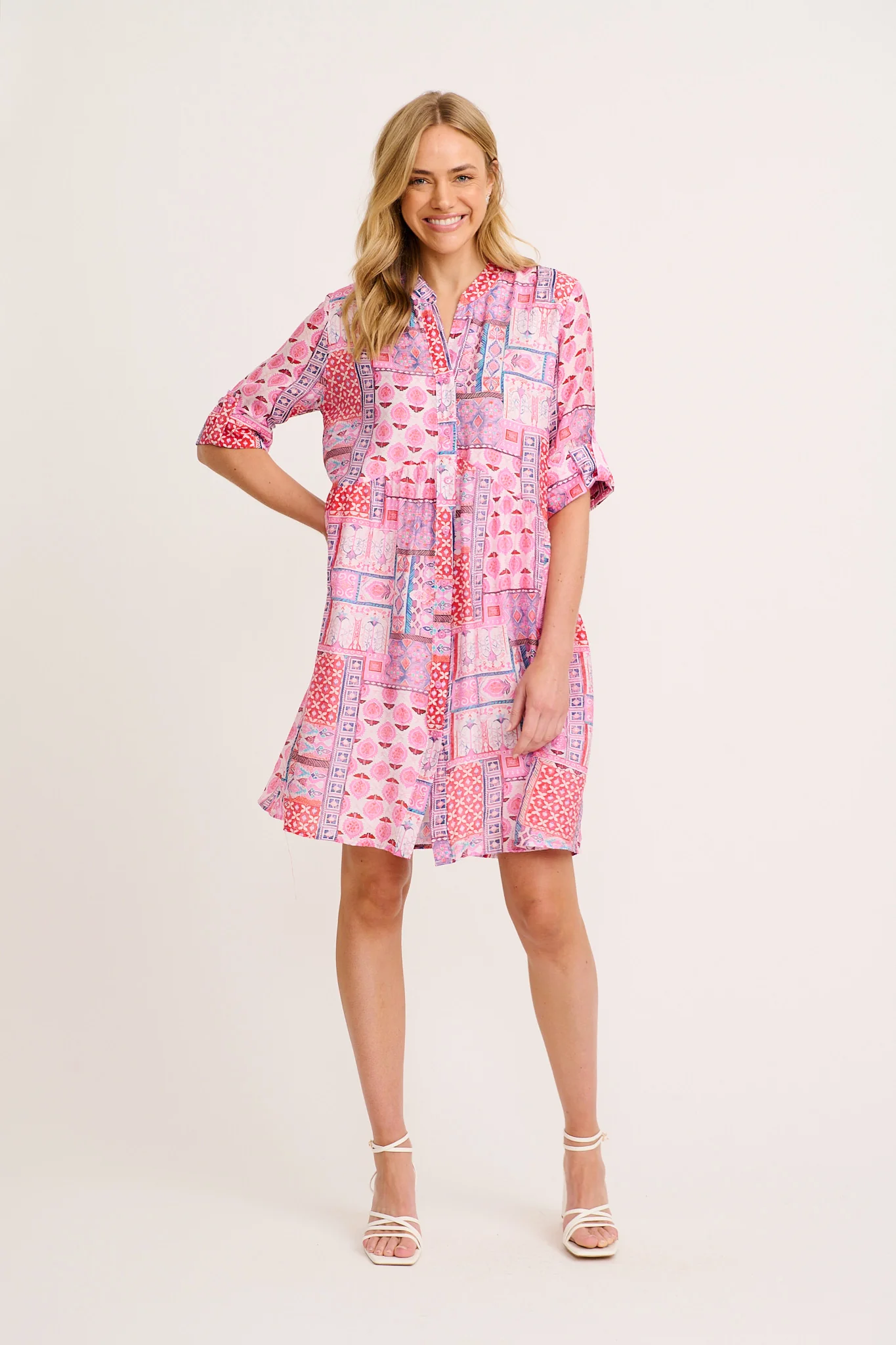 Cool Love Dress in Pink Tile Print