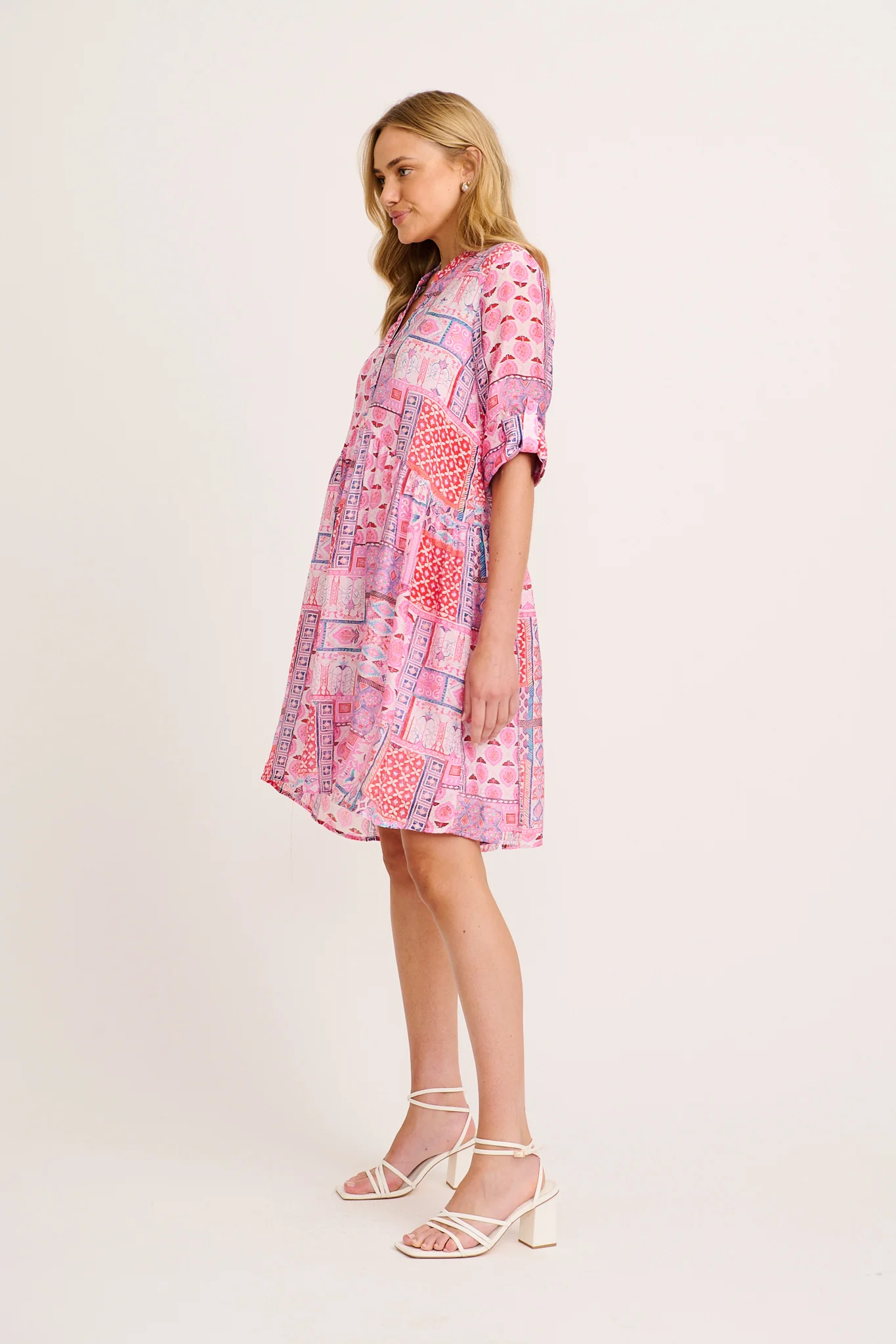 Cool Love Dress in Pink Tile Print - Image 3