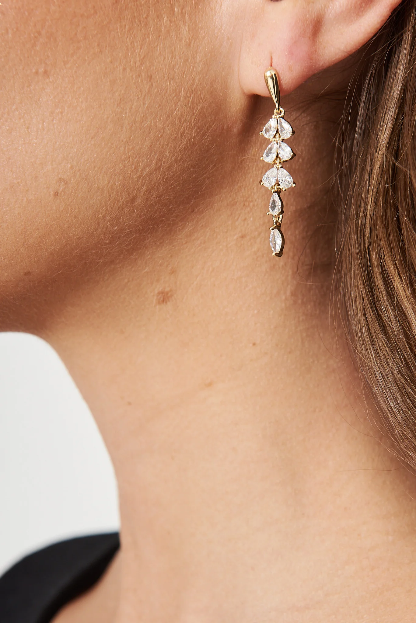 Cora Drop Earrings In Gold Diamante - Image 2