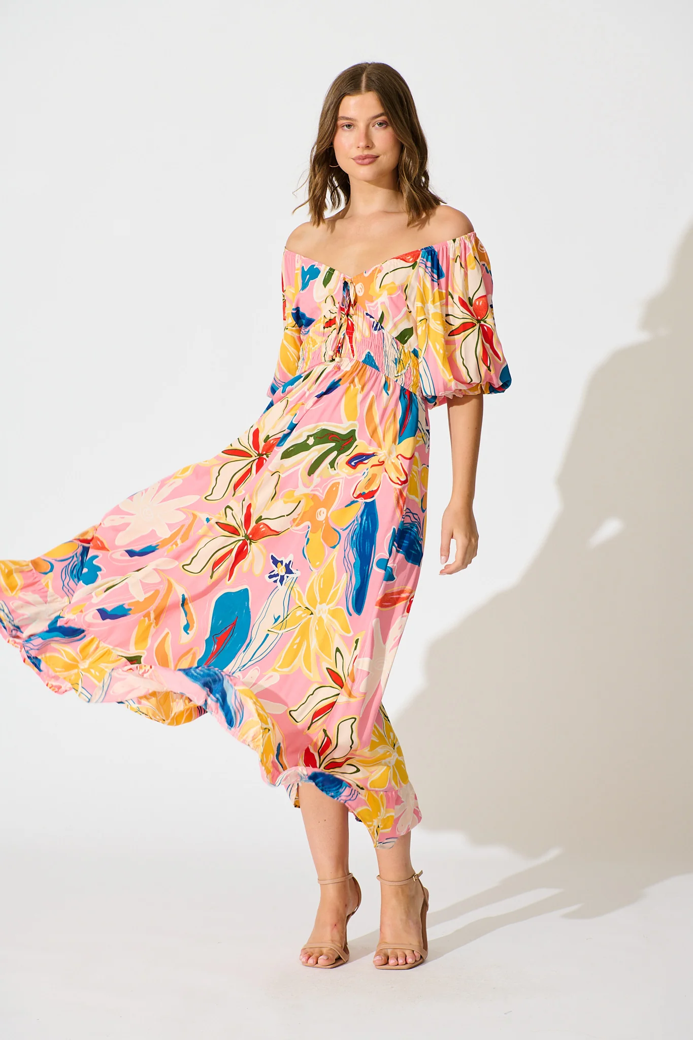 Corali Maxi Dress in Pink with Multi Print - Image 2