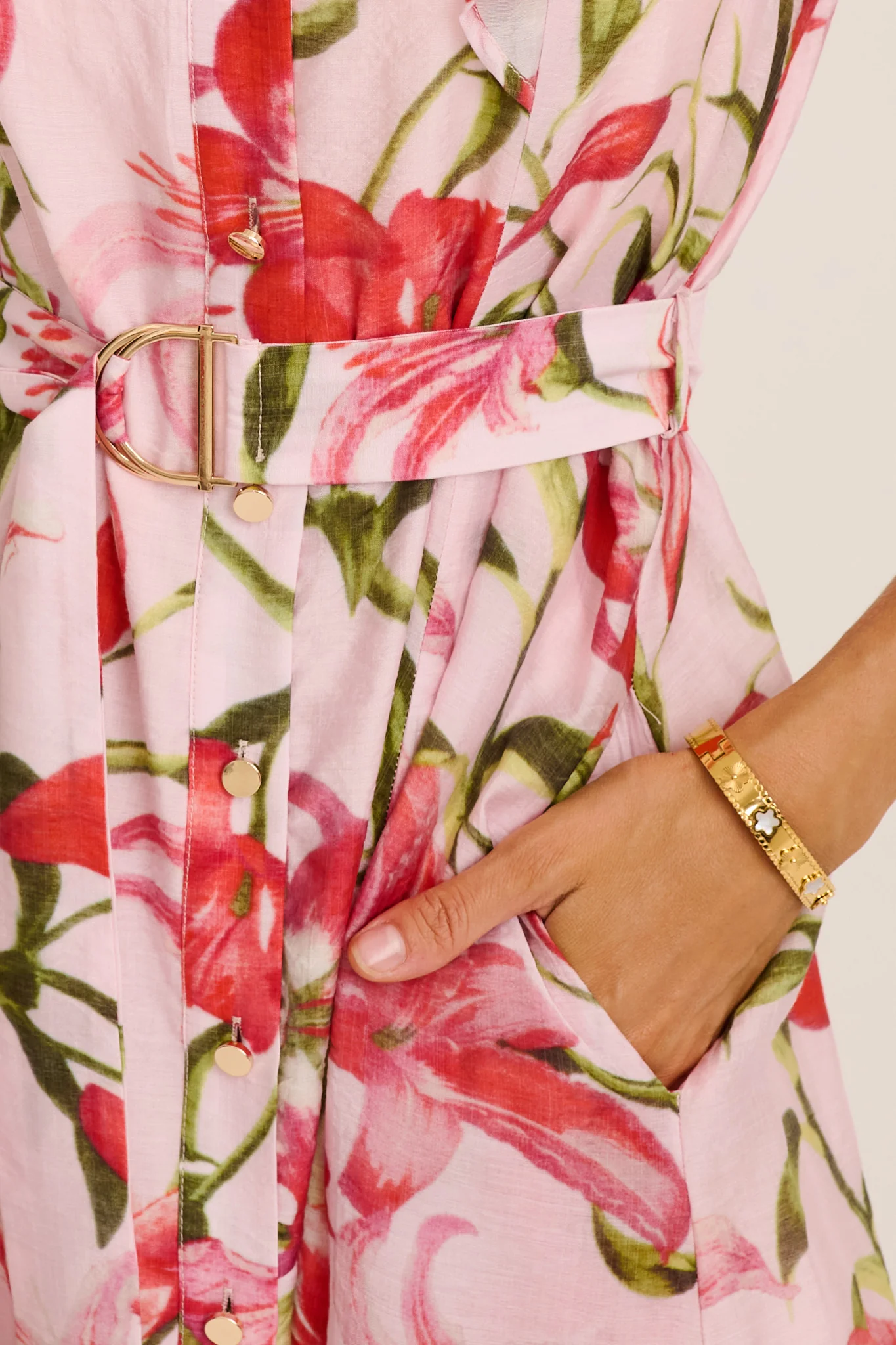 Cosmic Energy Midi Dress in Blush with Pink Floral - Image 5