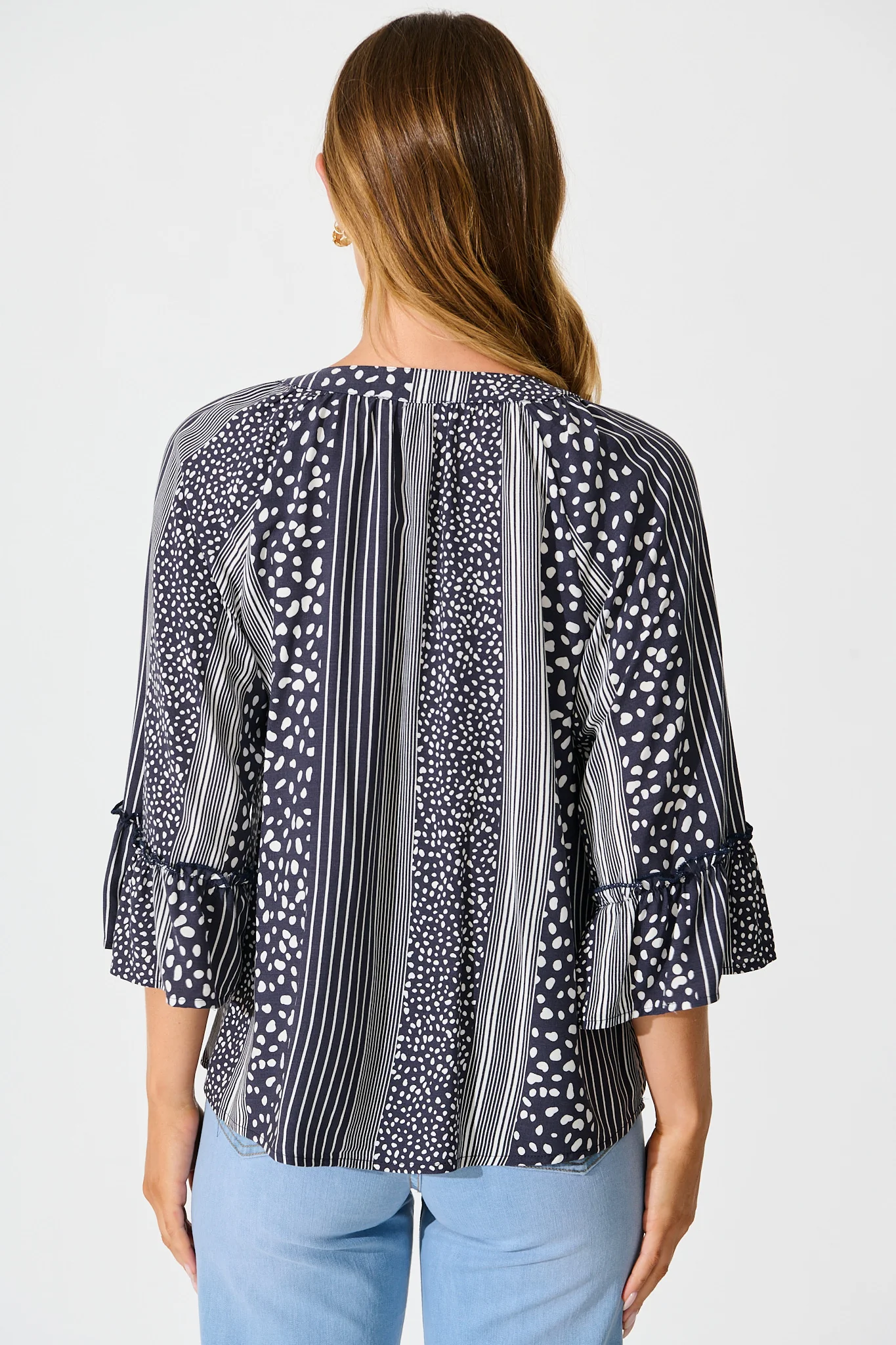 Costa Del Mar Top in Navy Spot and Stripe - Image 3