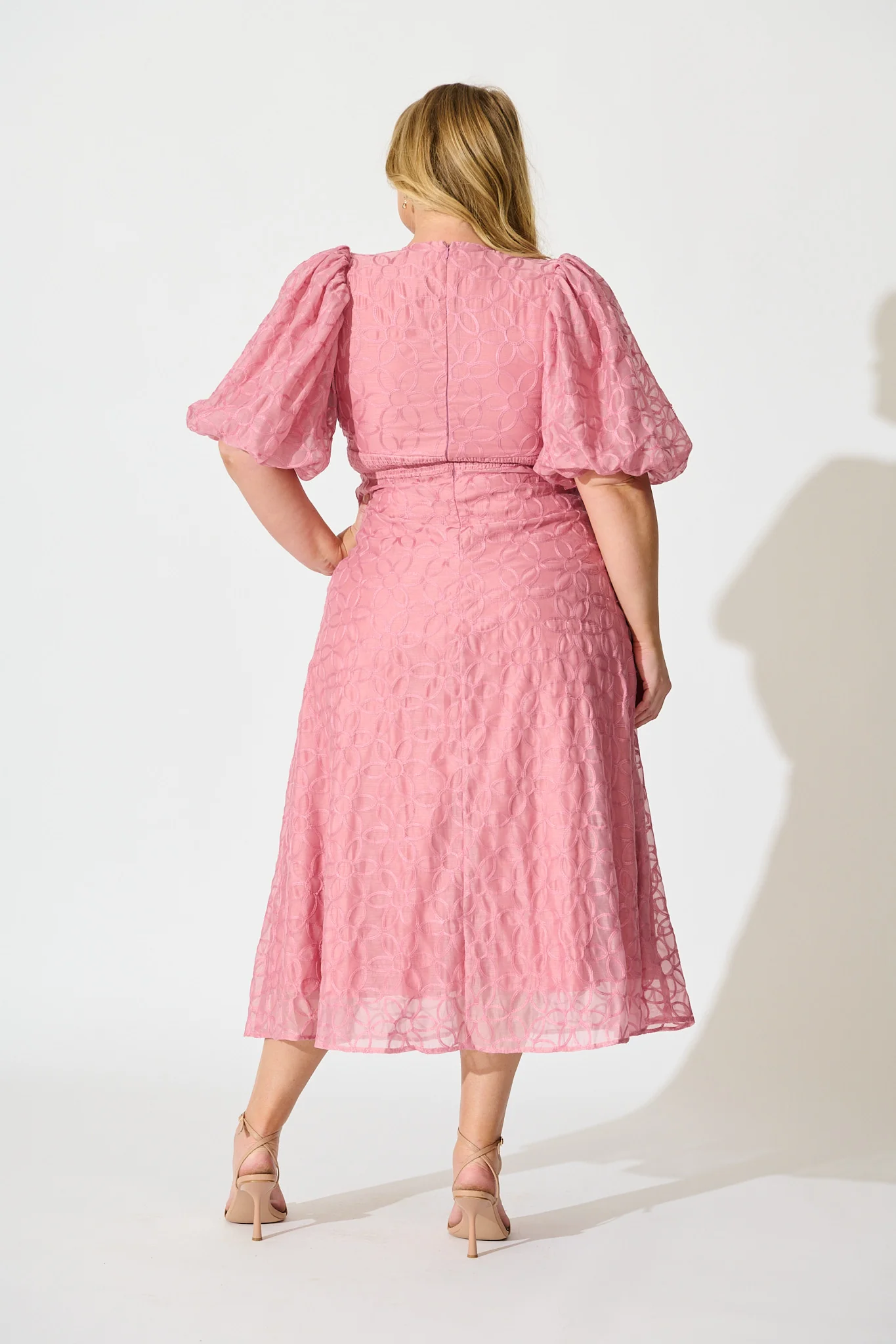 Countess Maxi Dress in Pink Embroidered Organza - Image 11
