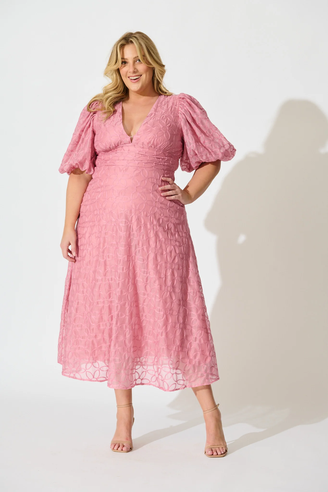Countess Maxi Dress in Pink Embroidered Organza - Image 7