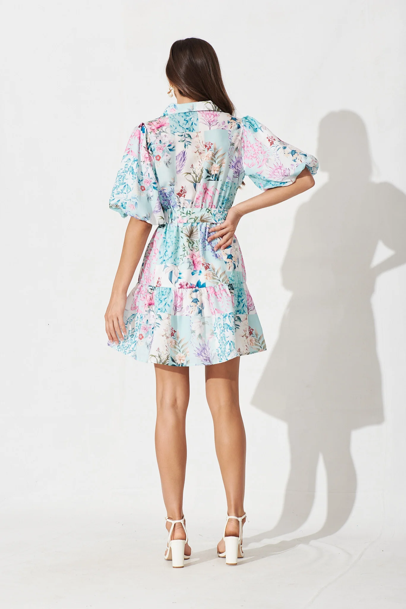 Courtney Shirt Dress In Blue Patch Floral - Image 4