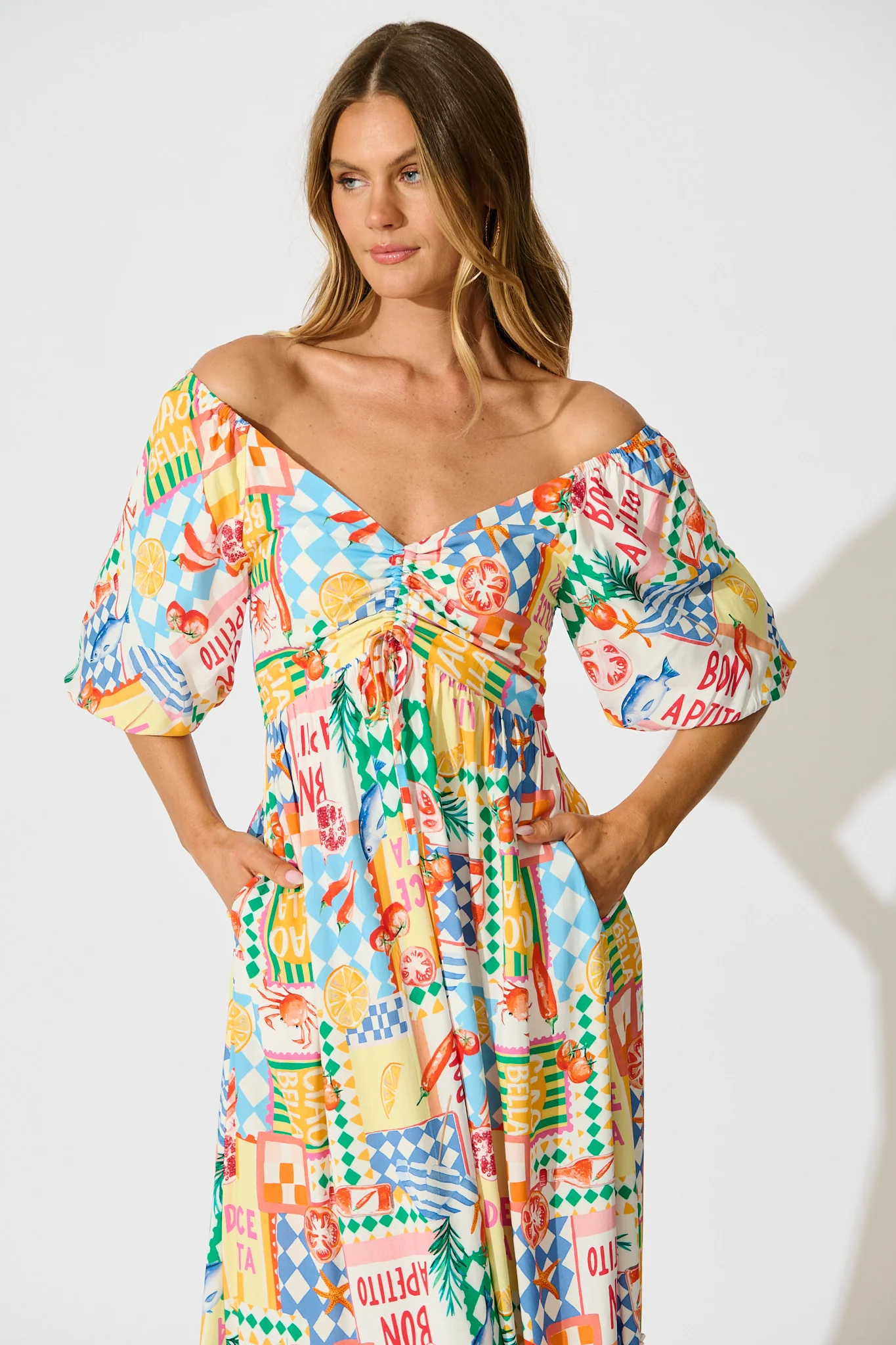 Coverdale Maxi Dress in White Multi Conversational Print - Image 4