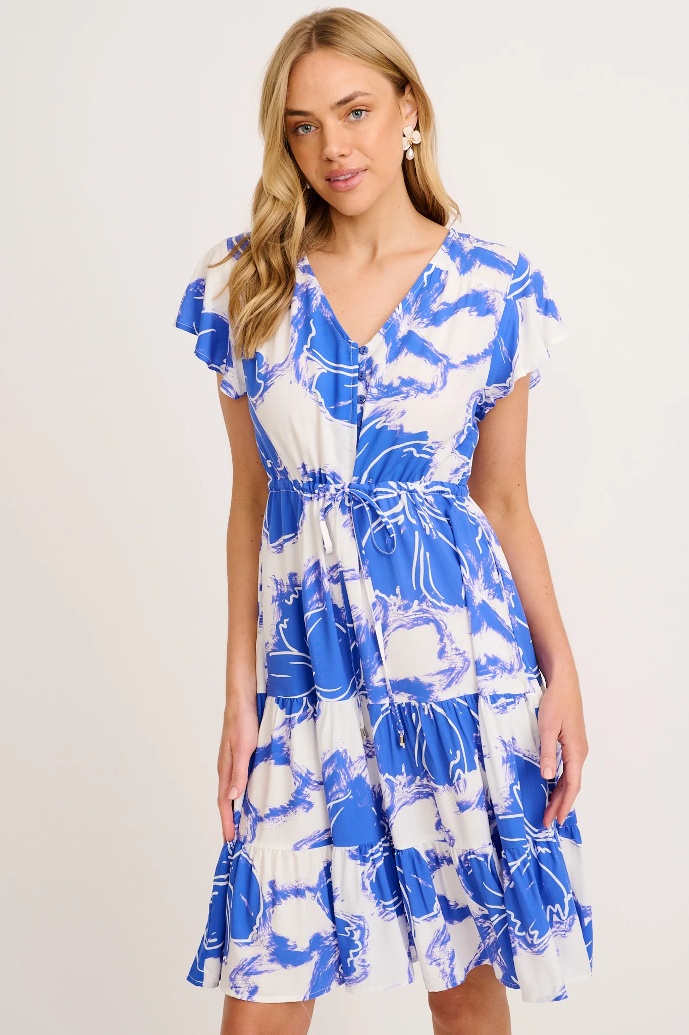 Covia Dress in Blue and White Floral - Image 2