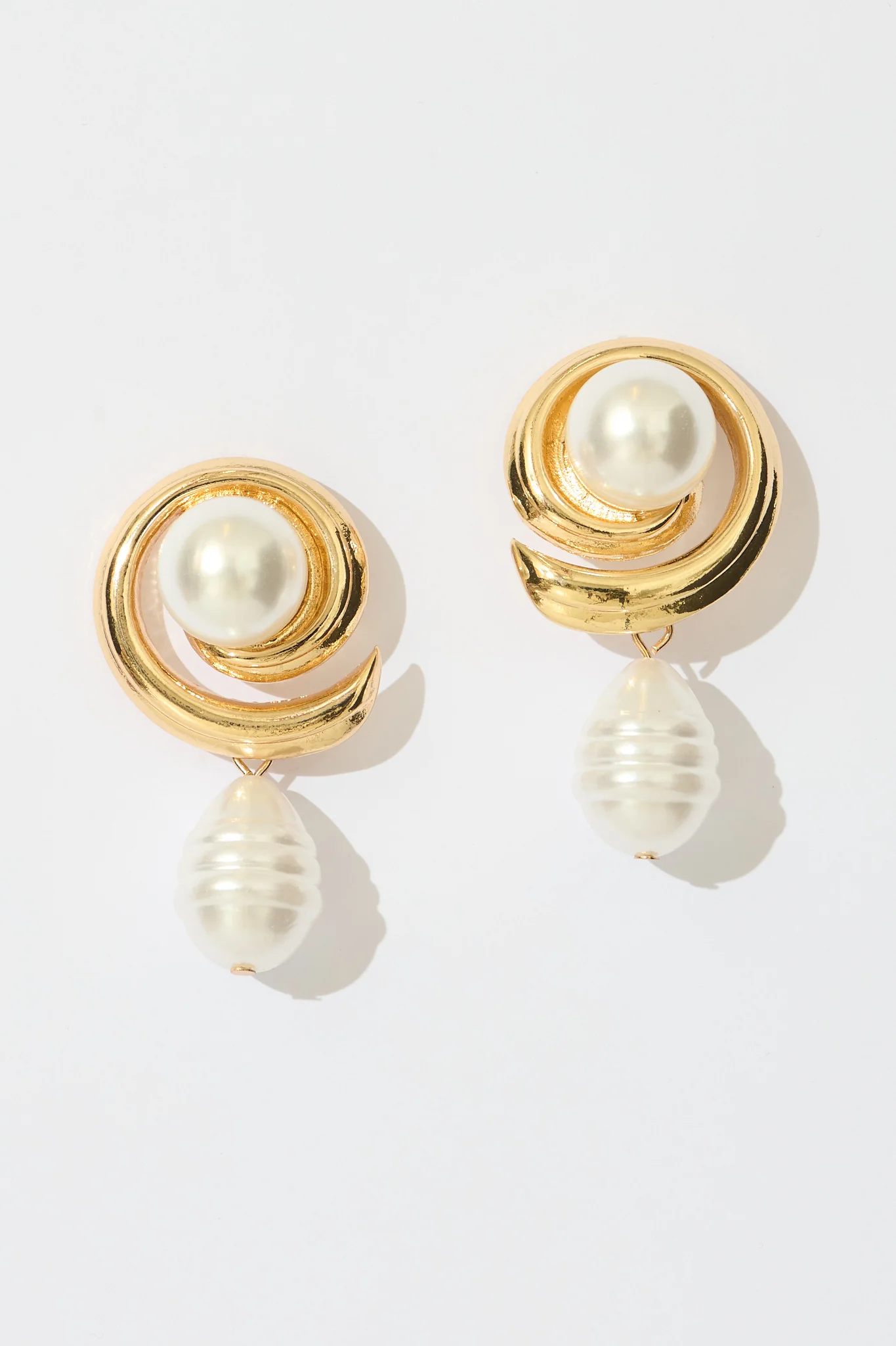 Daniella Drop Earrings in Gold with Pearl - Image 3