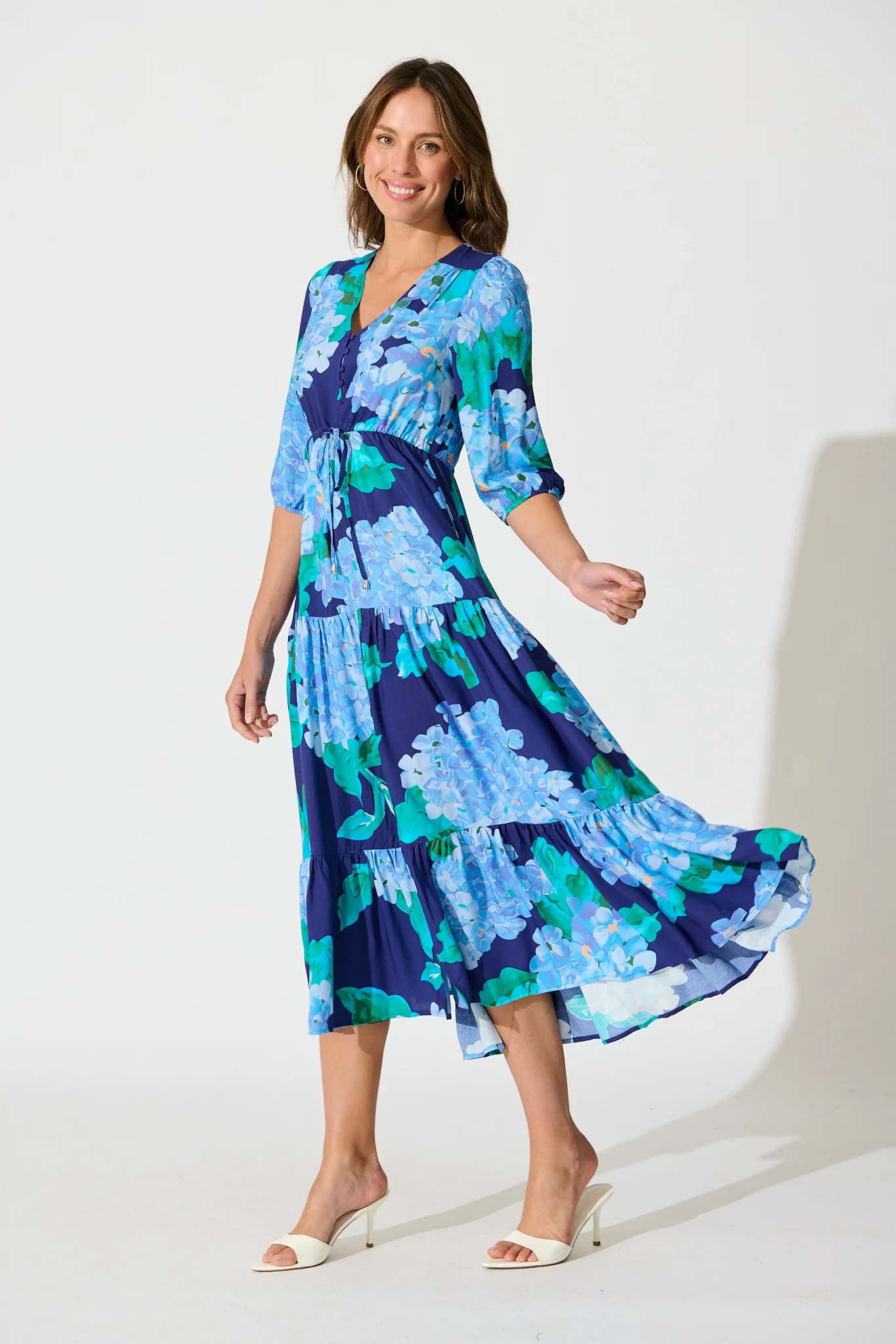 Danielle Midi Dress in Blue Floral - Image 5