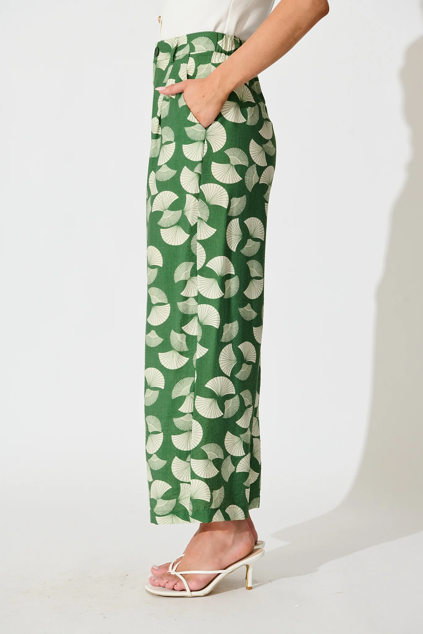 Dante Pant in Green with White Print - Image 2