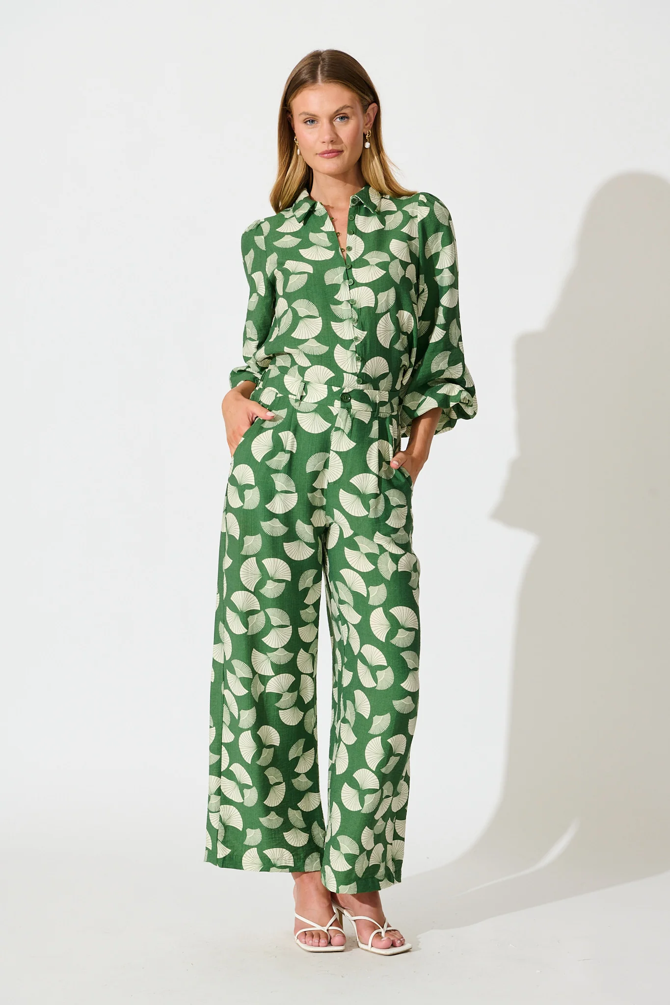 Dante Pant in Green with White Print - Image 5