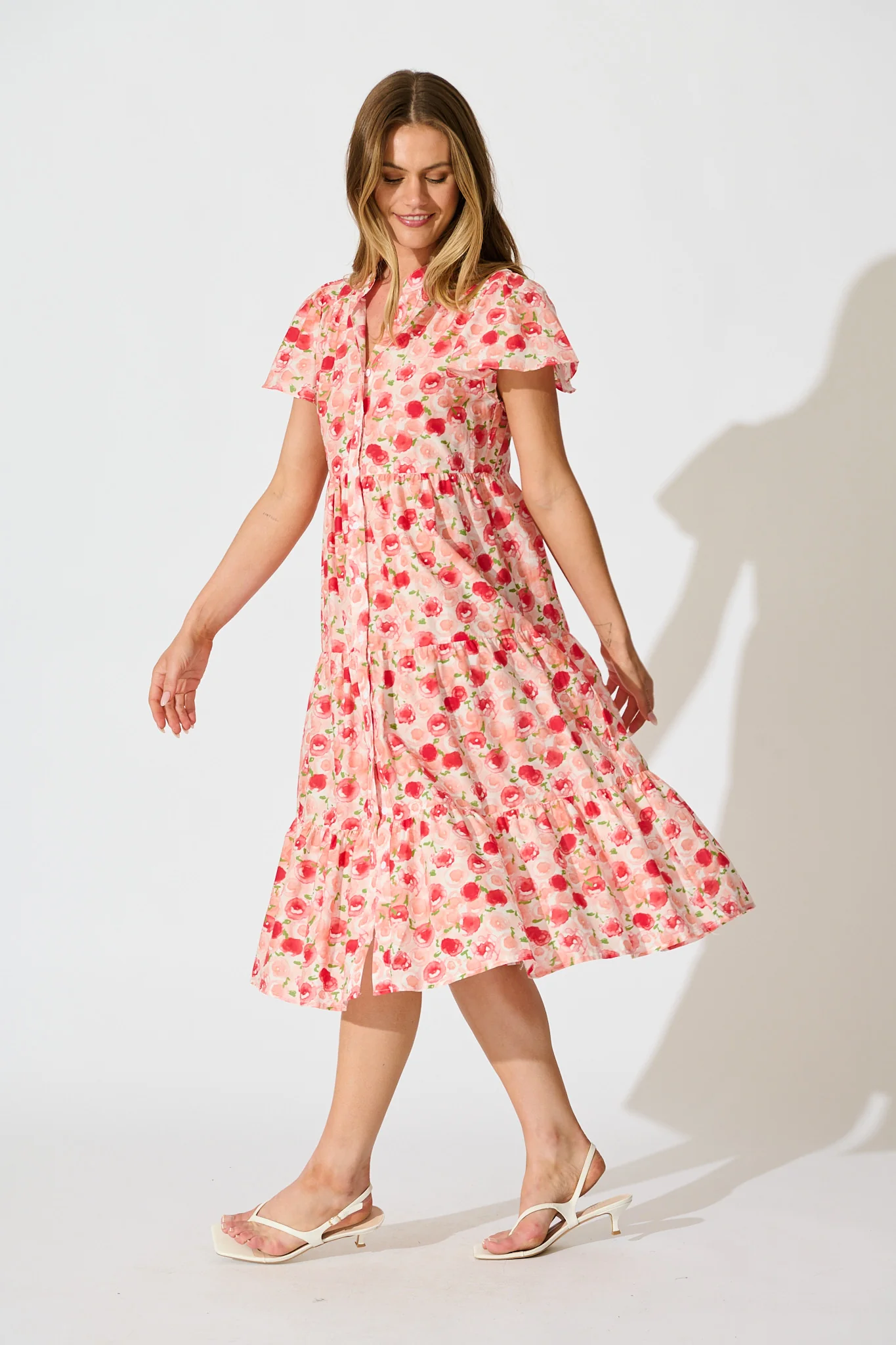 Darya Midi Smock Dress in Bright Multi Floral Cotton - Image 3