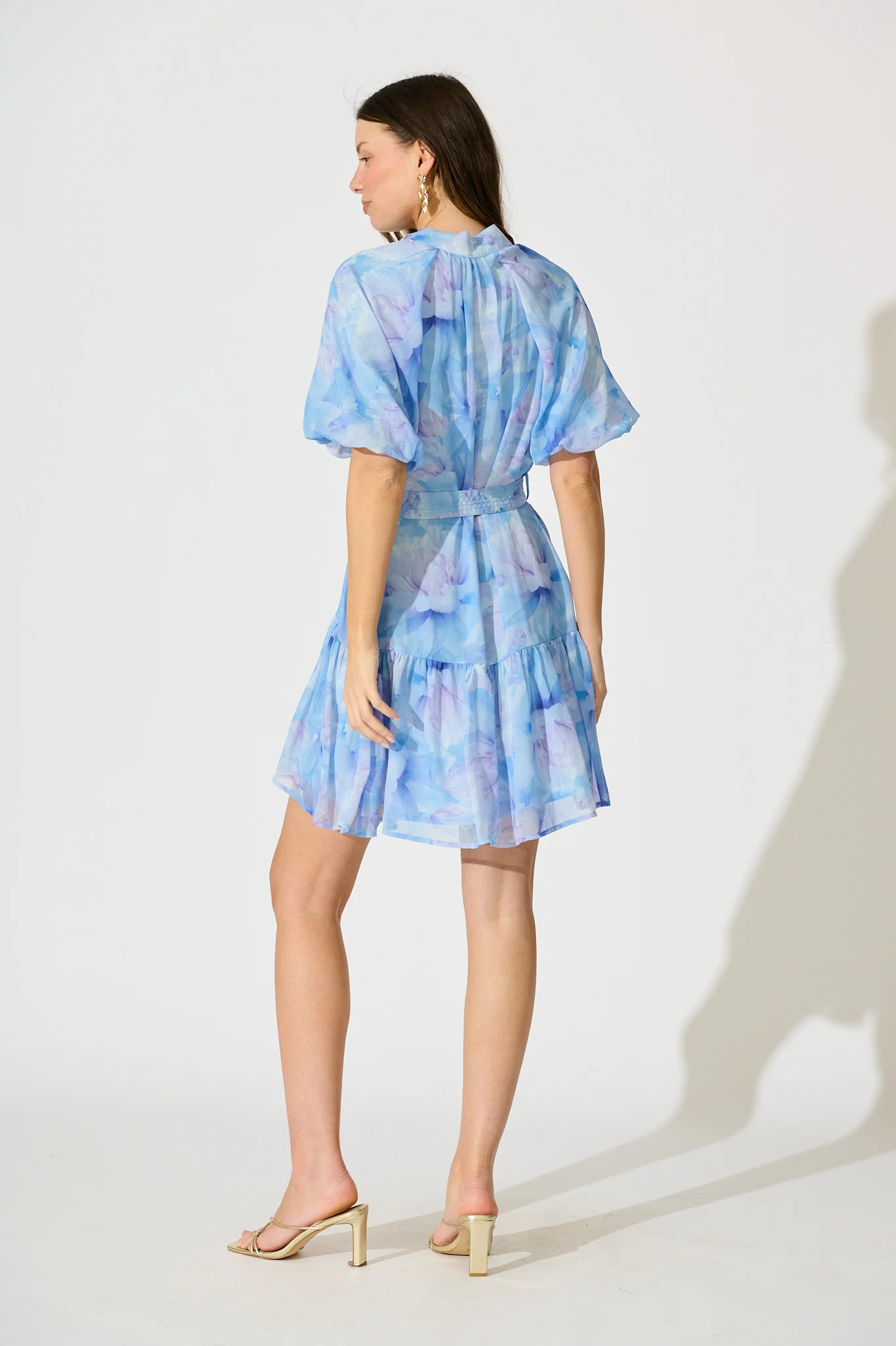 Dawnfall Dress in Blue Floral Chiffon - Image 4