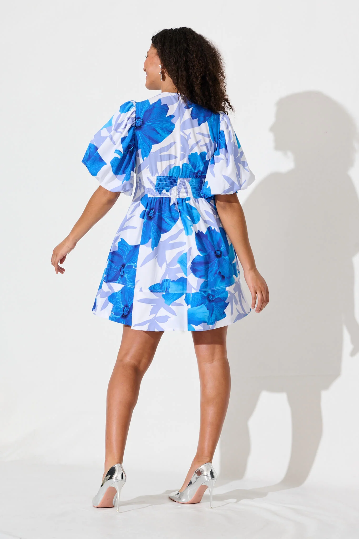 Daydream Dress In White With Blue Flower - Image 7
