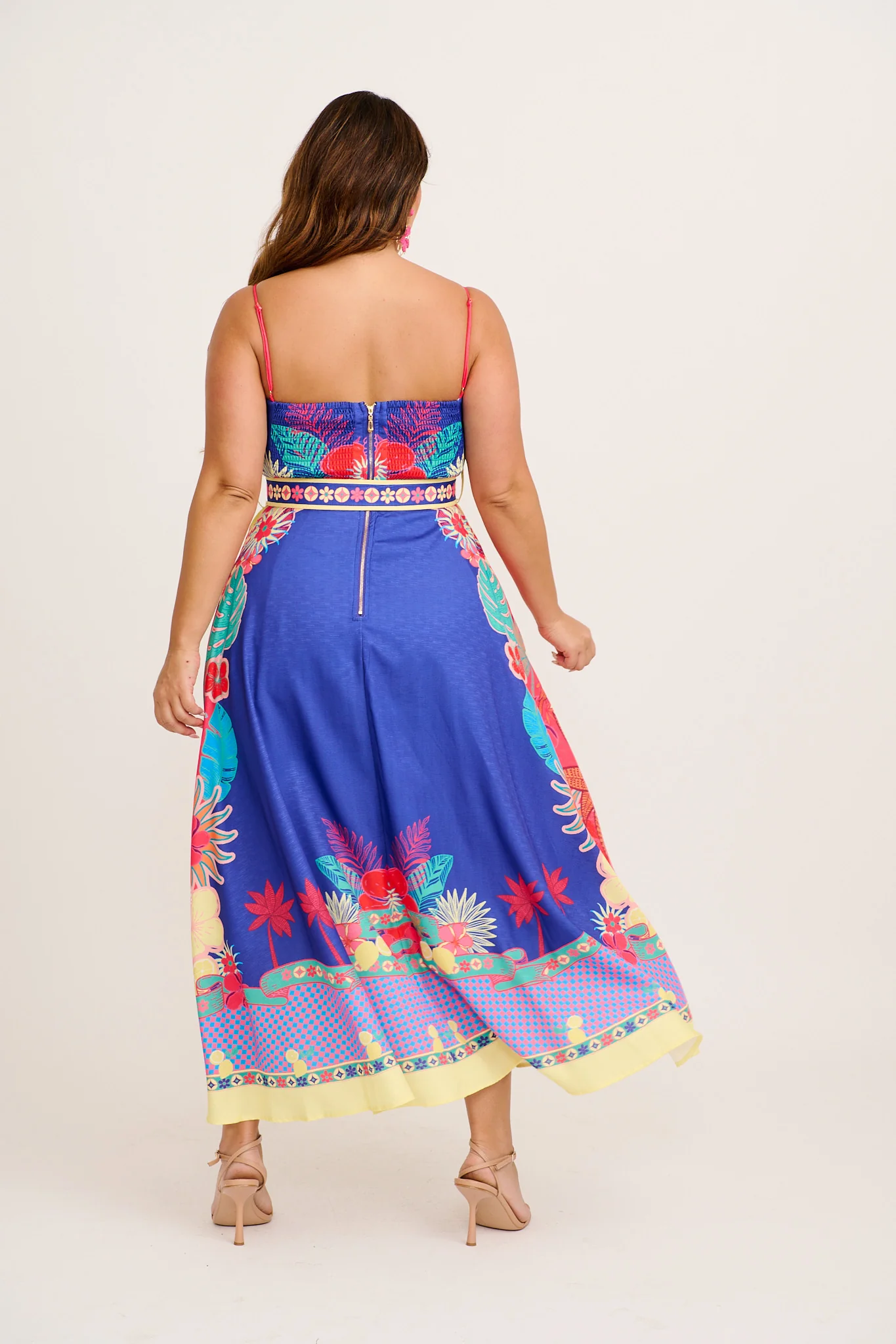 Daylight Dream Maxi Sundress in Blue with Multi Print Linen Blend - Image 12