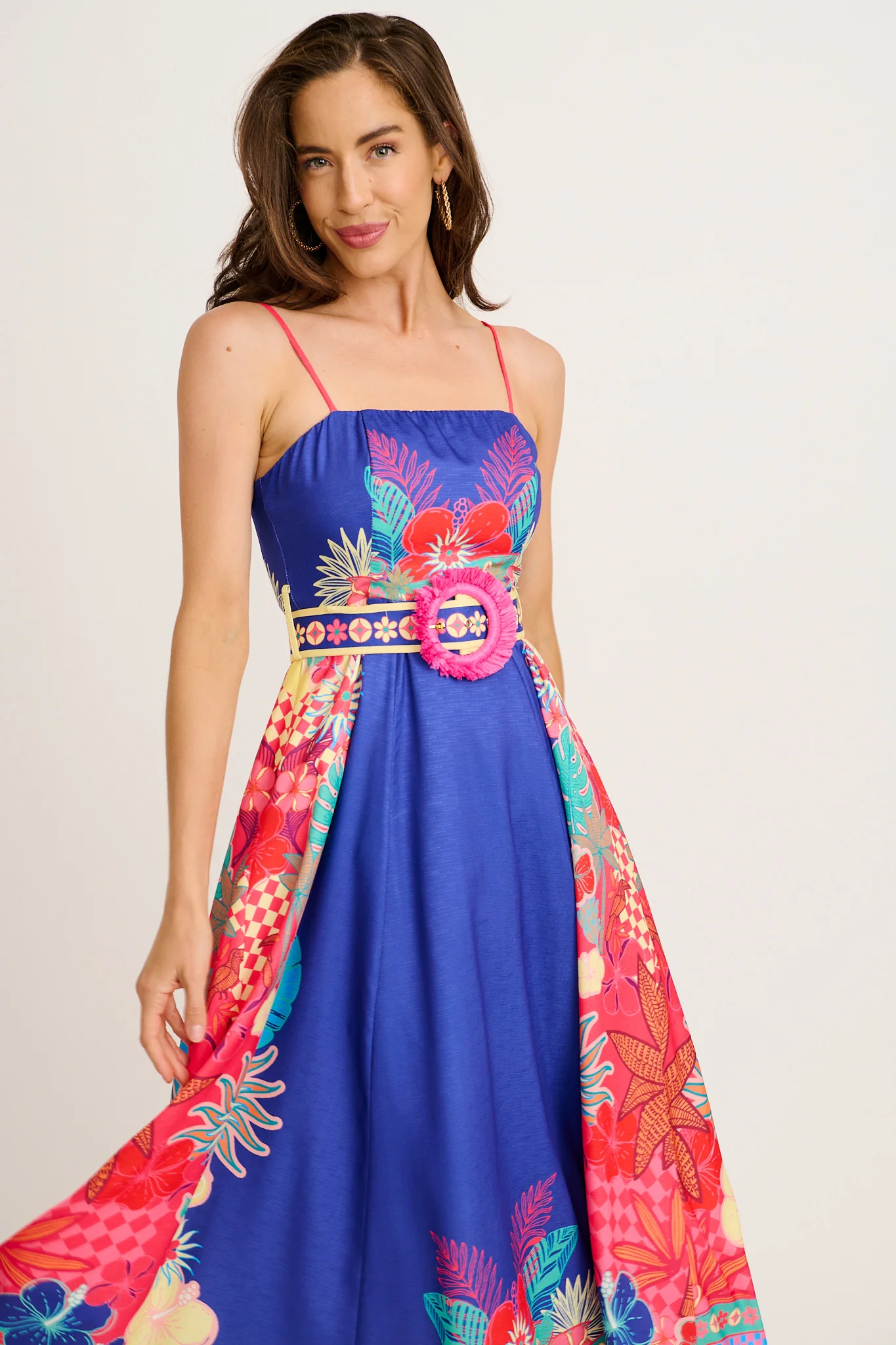 Daylight Dream Maxi Sundress in Blue with Multi Print Linen Blend - Image 7