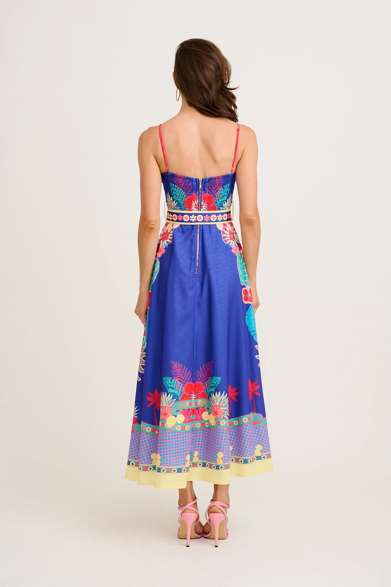 Daylight Dream Maxi Sundress in Blue with Multi Print Linen Blend - Image 9