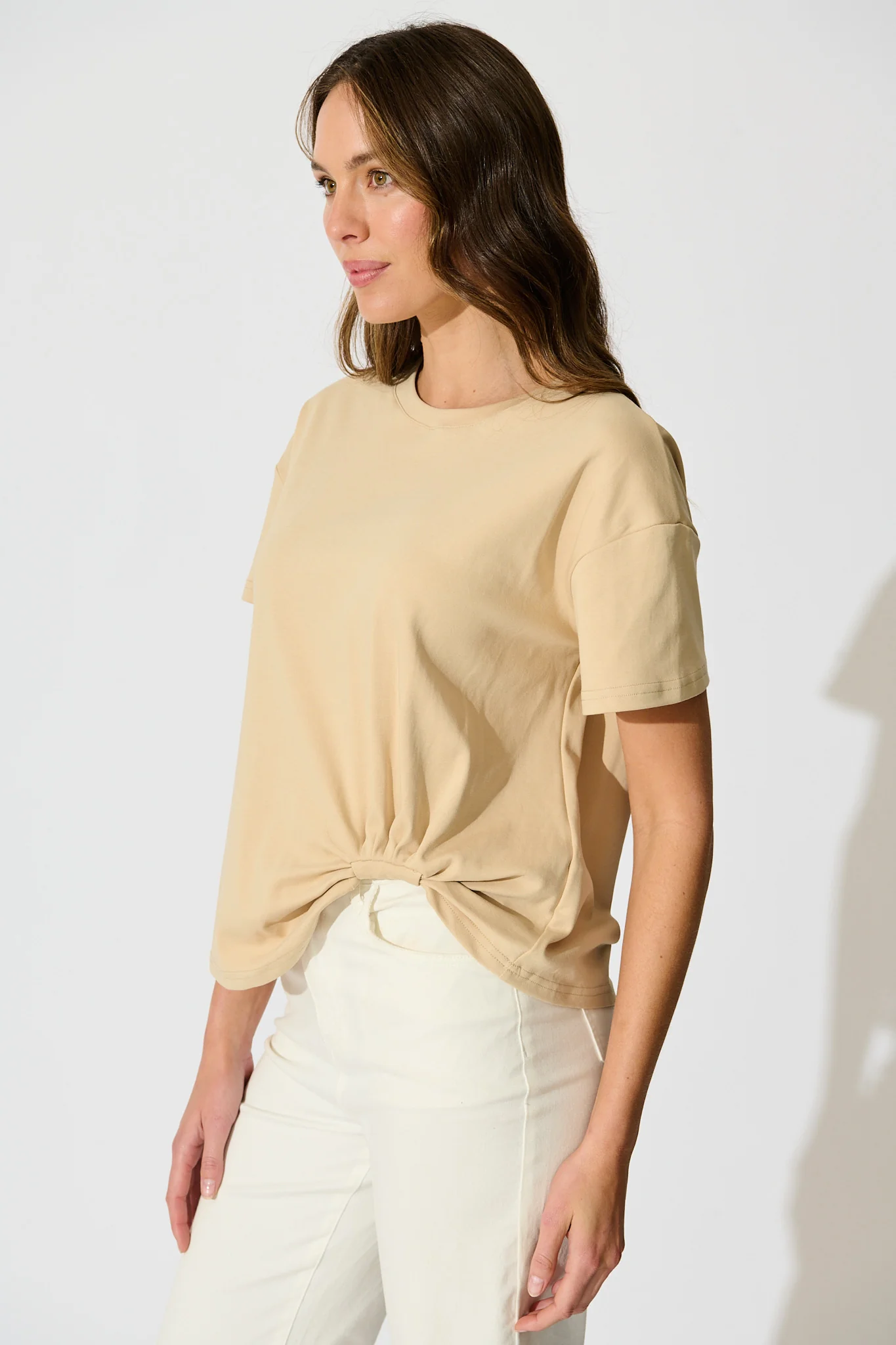 Dela T Shirt In Beige Cotton Blend - Image 2