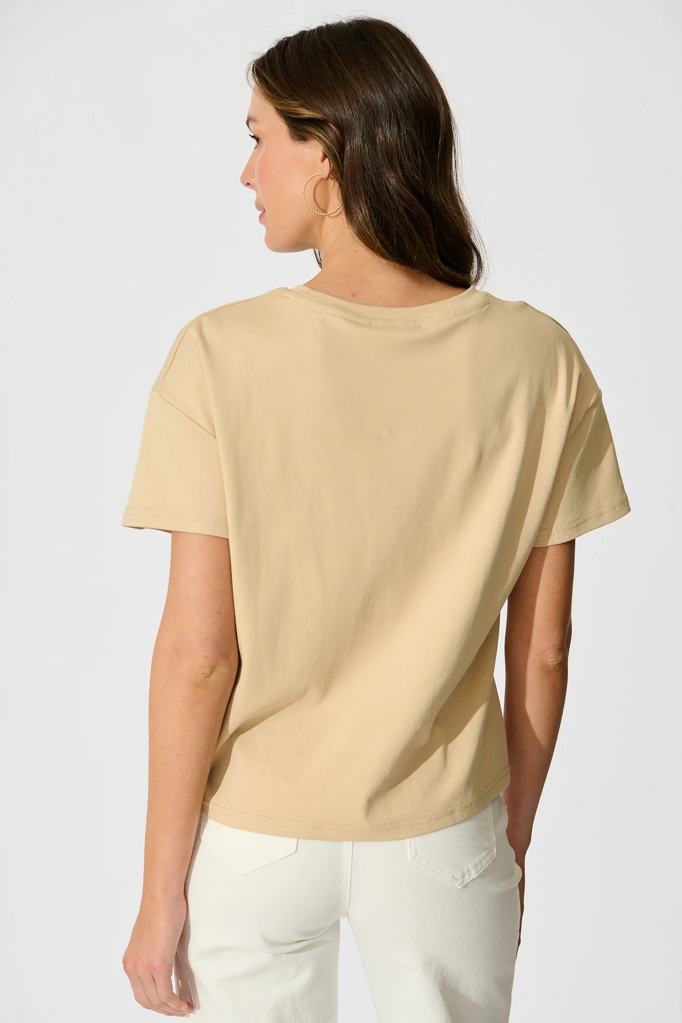 Dela T Shirt In Beige Cotton Blend - Image 3