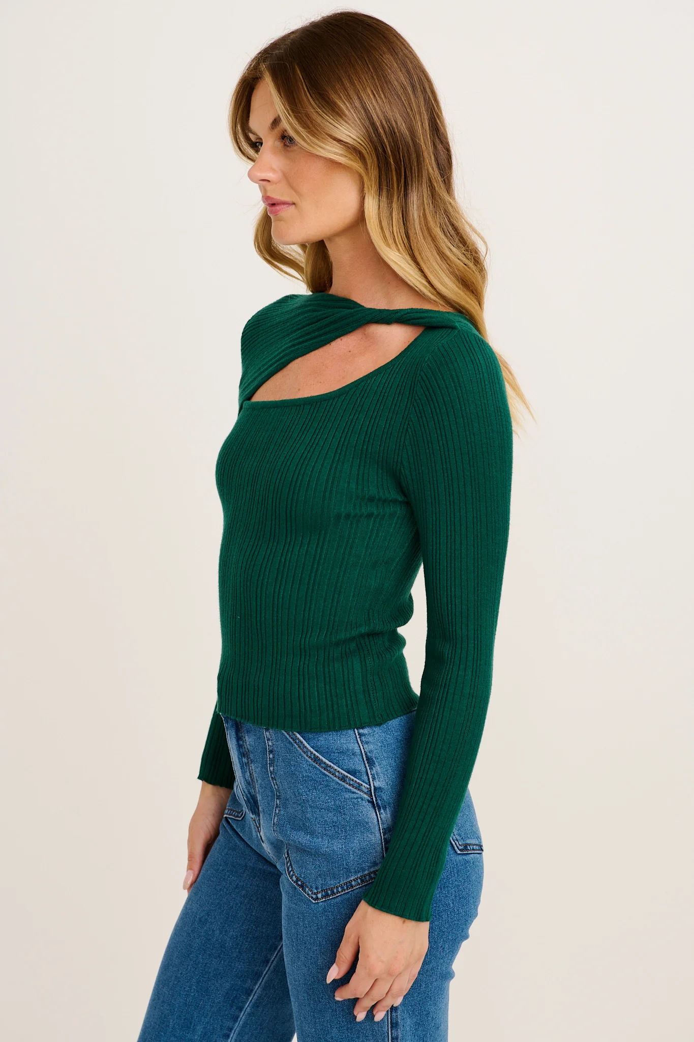 Delaray Knit Top in Emerald - Image 2