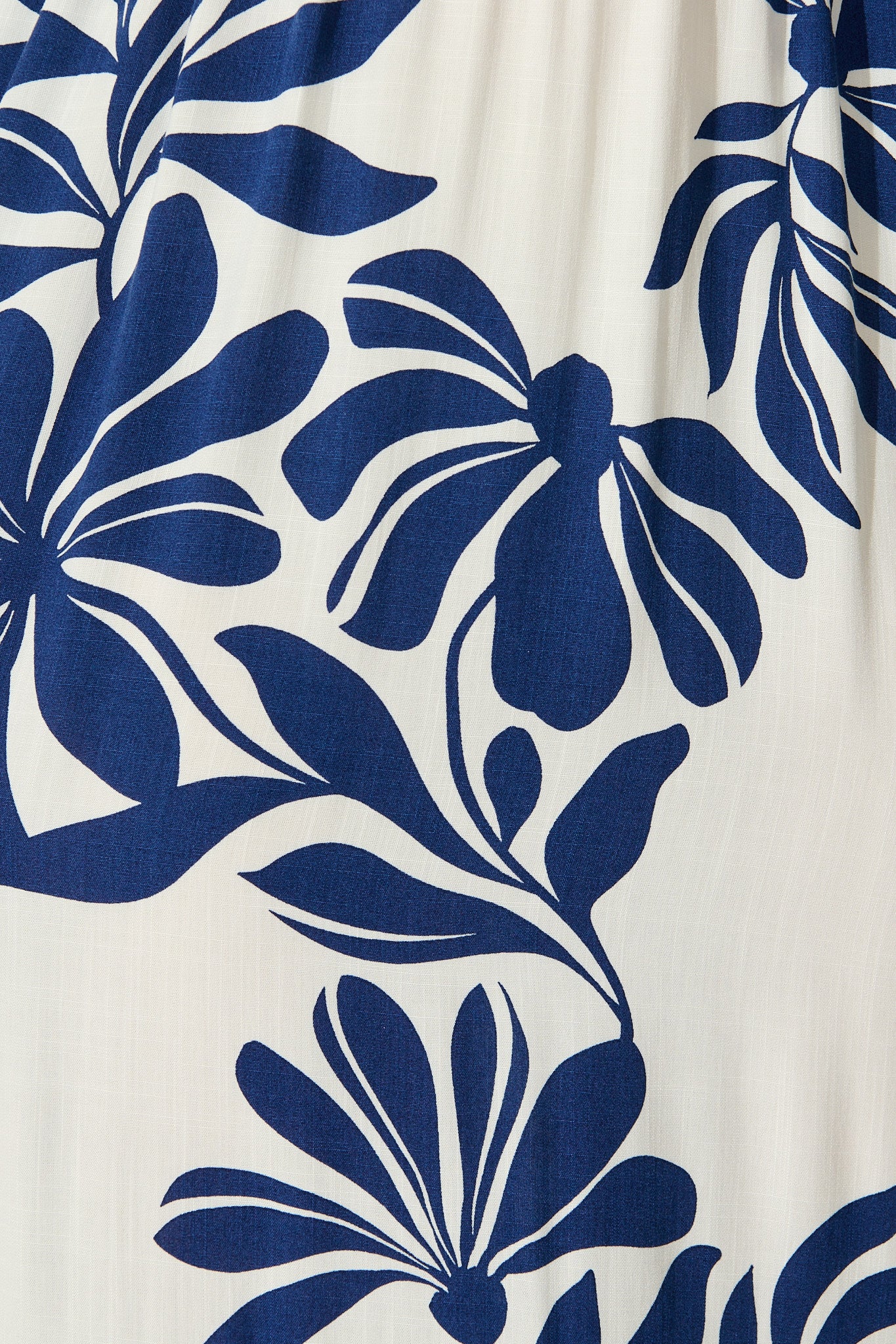 Delphinia Midi Dress in White with Navy Leaf Linen Blend - Image 6