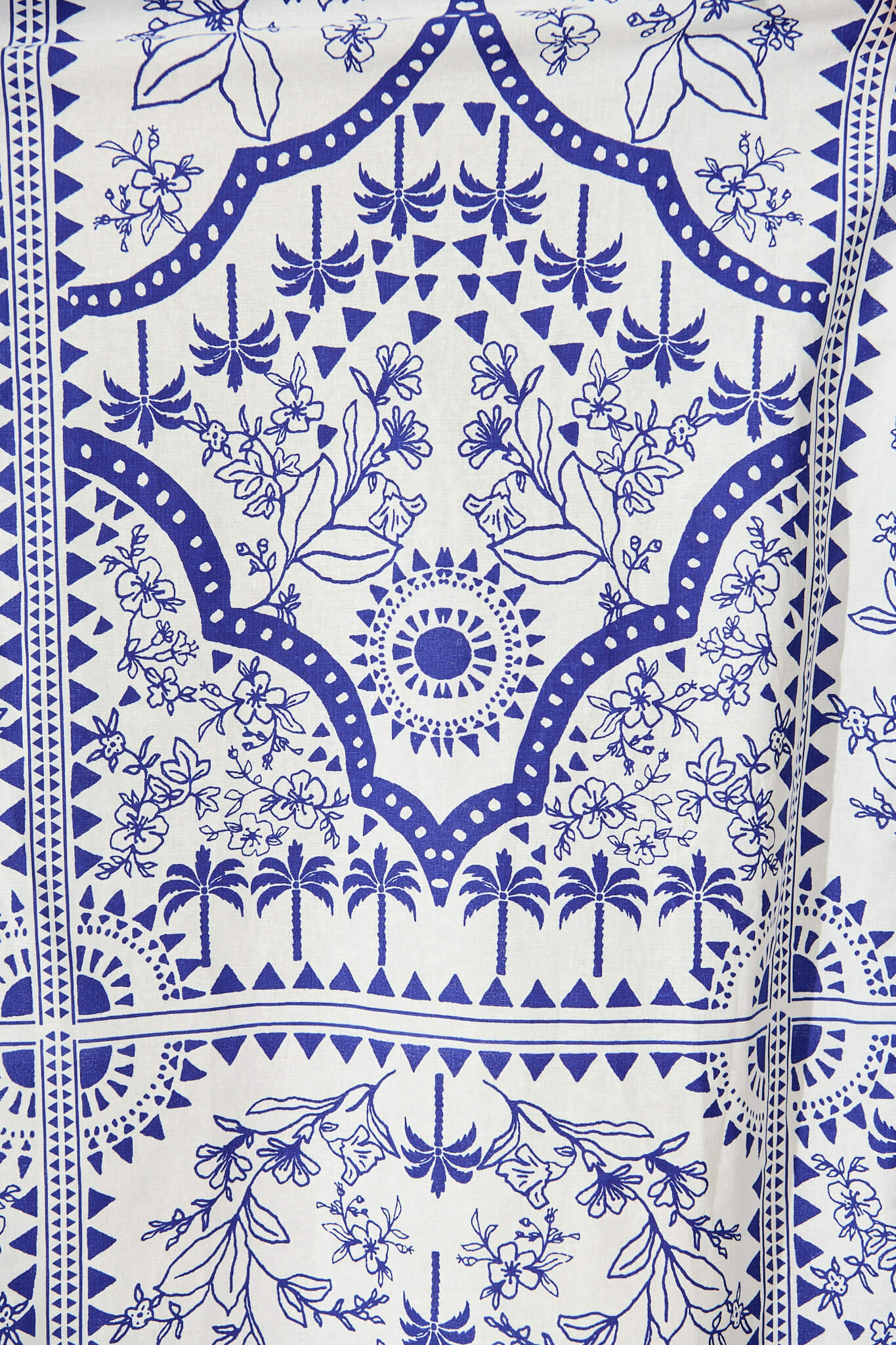 Delsanti Maxi Shirt Dress In White and Blue Cotton Linen - Image 6