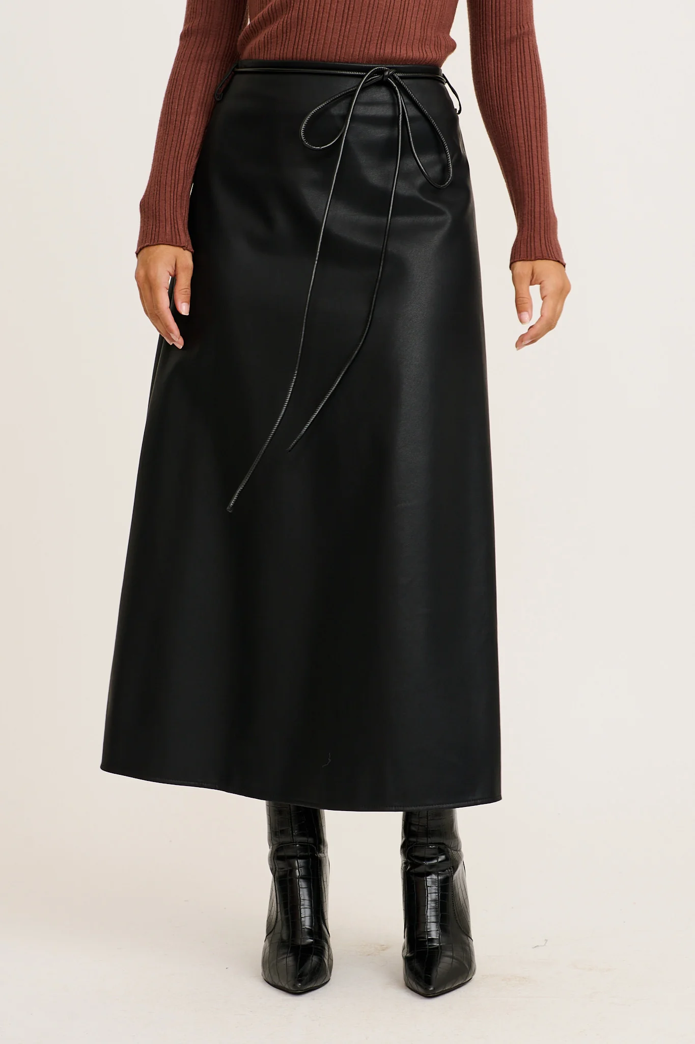 Demi Maxi Skirt in Black Leatherette