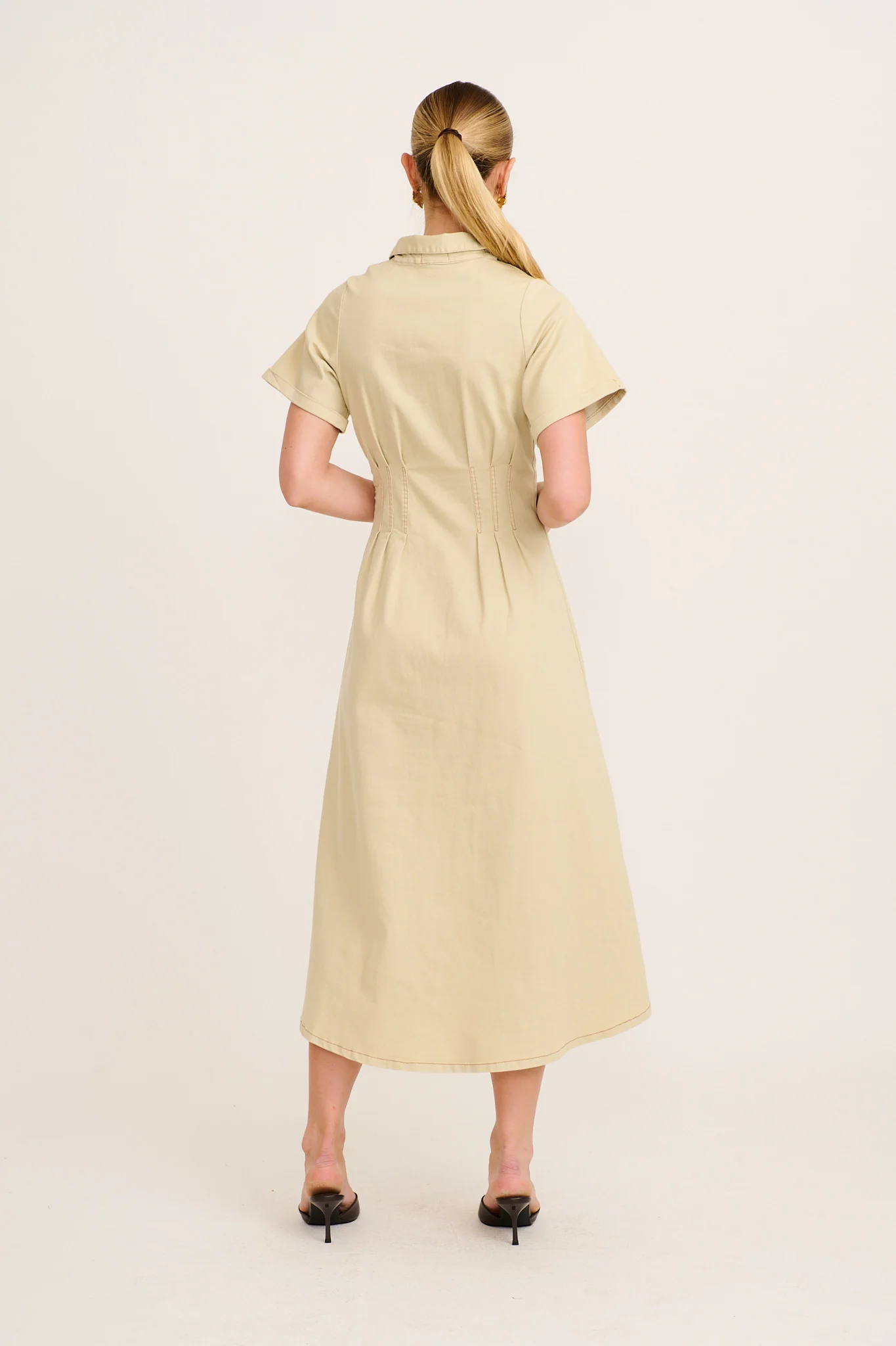 Denim Lover Maxi Dress in Beige Denim - Image 4