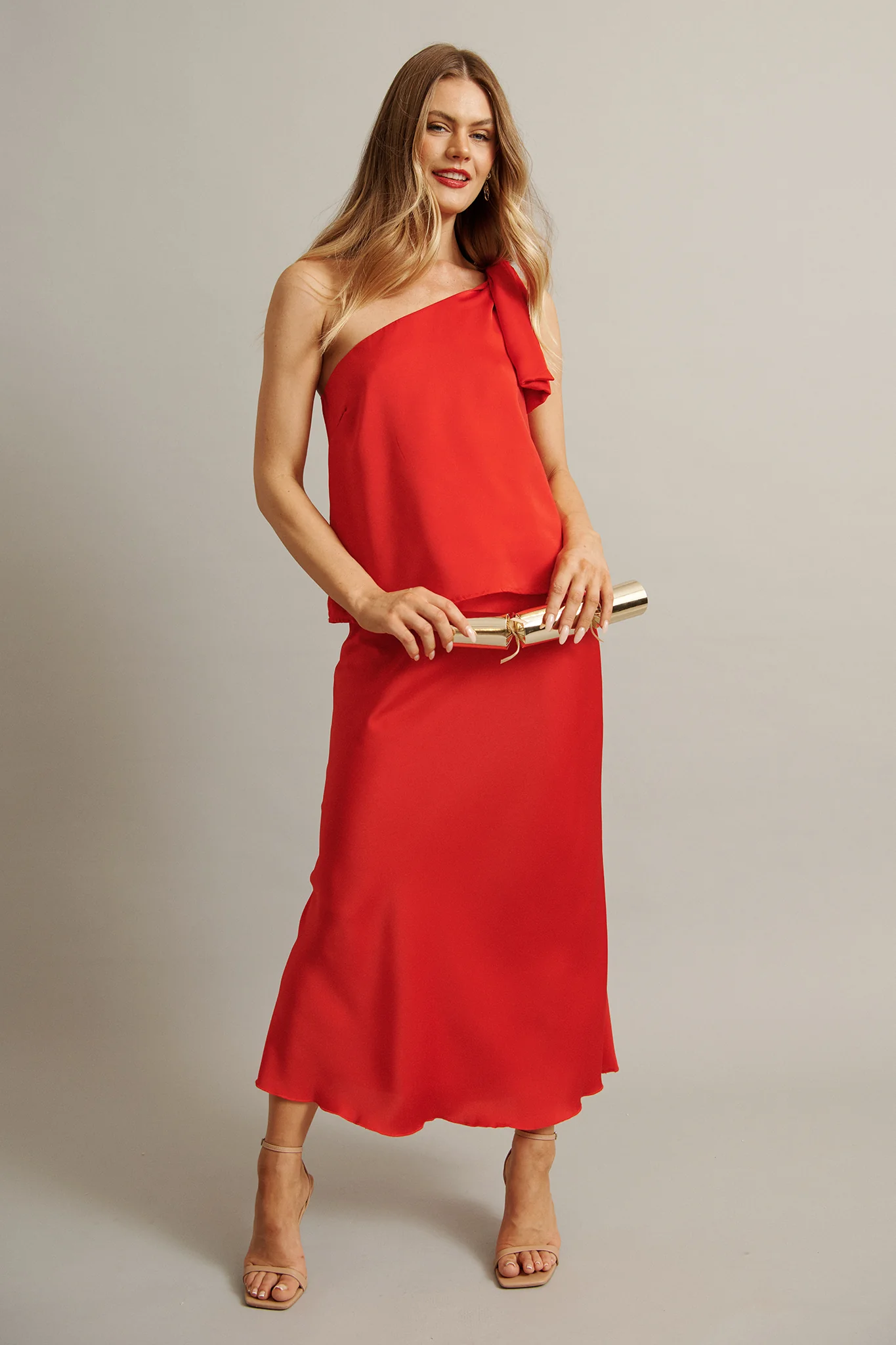 Denzel Top in Red Satin - Image 2