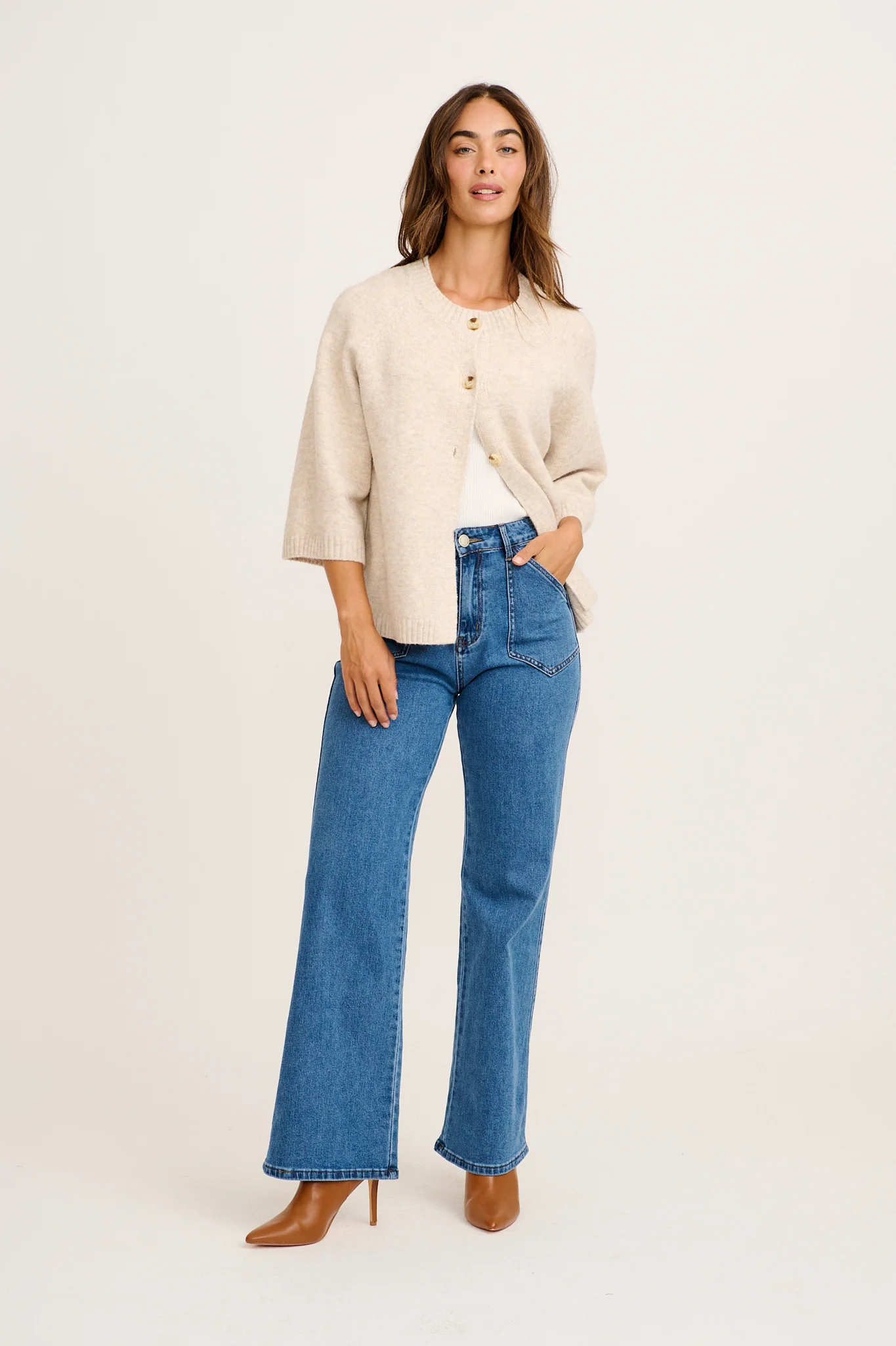 Designed For You High Rise Straight Leg Jean in Mid Blue Denim - Image 7