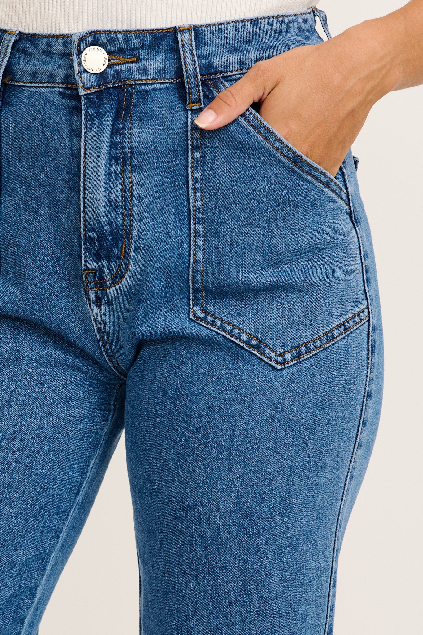 Designed For You High Rise Straight Leg Jean in Mid Blue Denim - Image 8