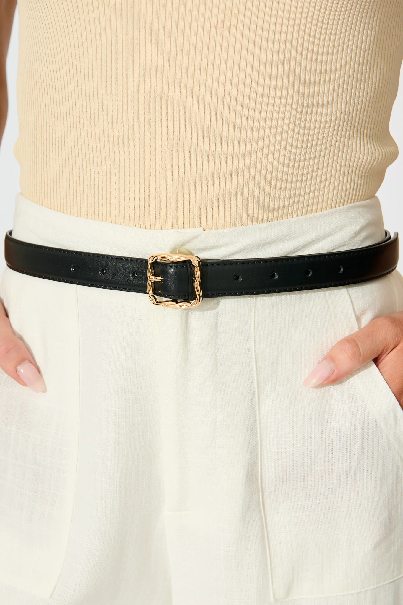 Destiny Belt in Black PU with Gold Buckle - Image 2