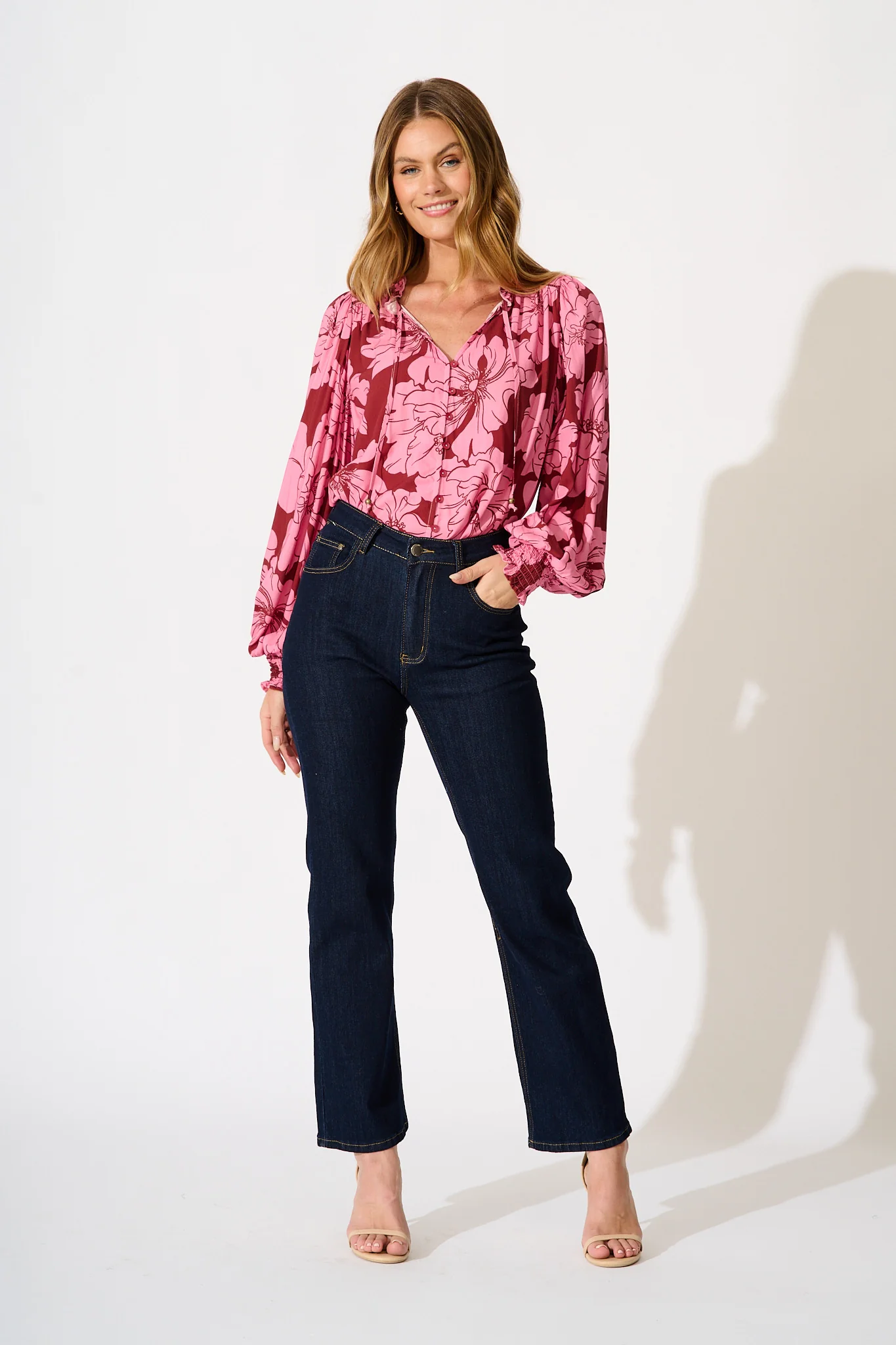 Devotion Top in Wine with Pink Floral - Image 7