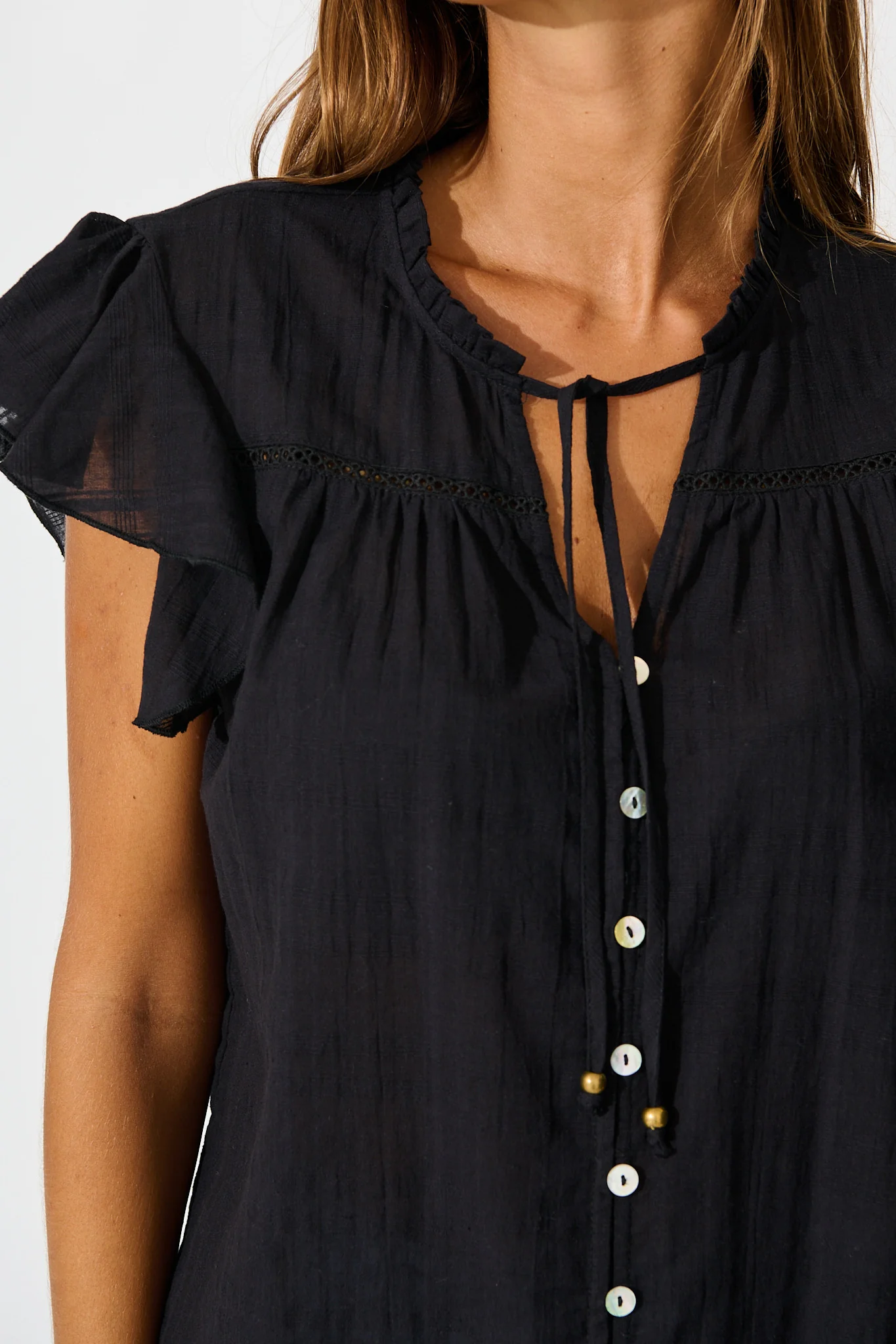 Donelle Shirt in Black Cotton - Image 5