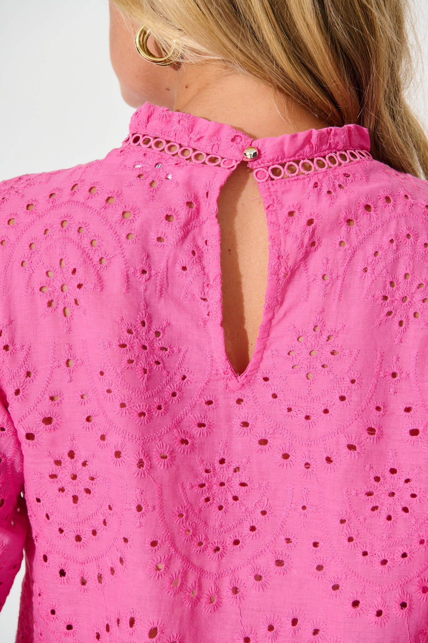 Donia Top In Pink Embroidery Cotton - Image 5