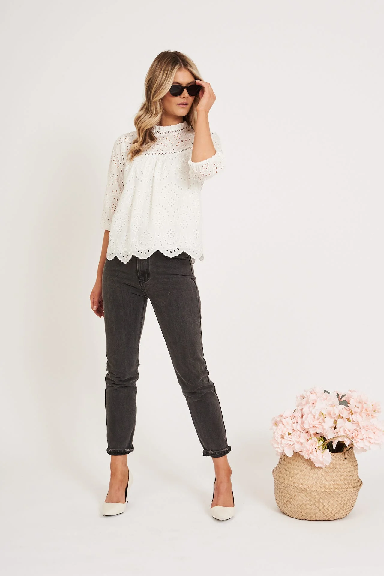 Donia Top In White Embroidery - Image 2