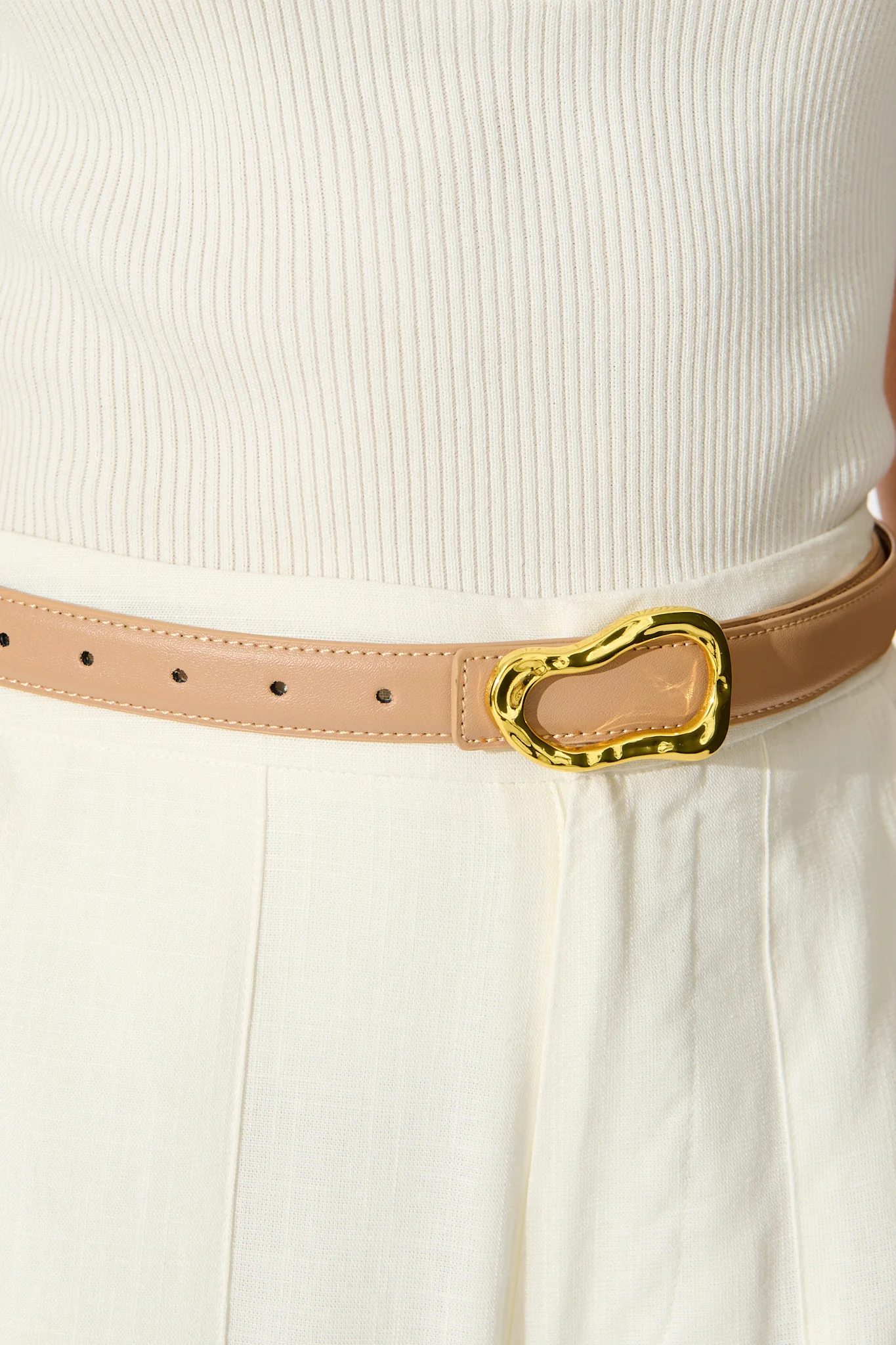 Donita Belt in Brown with Gold Irregular Buckle - Image 3