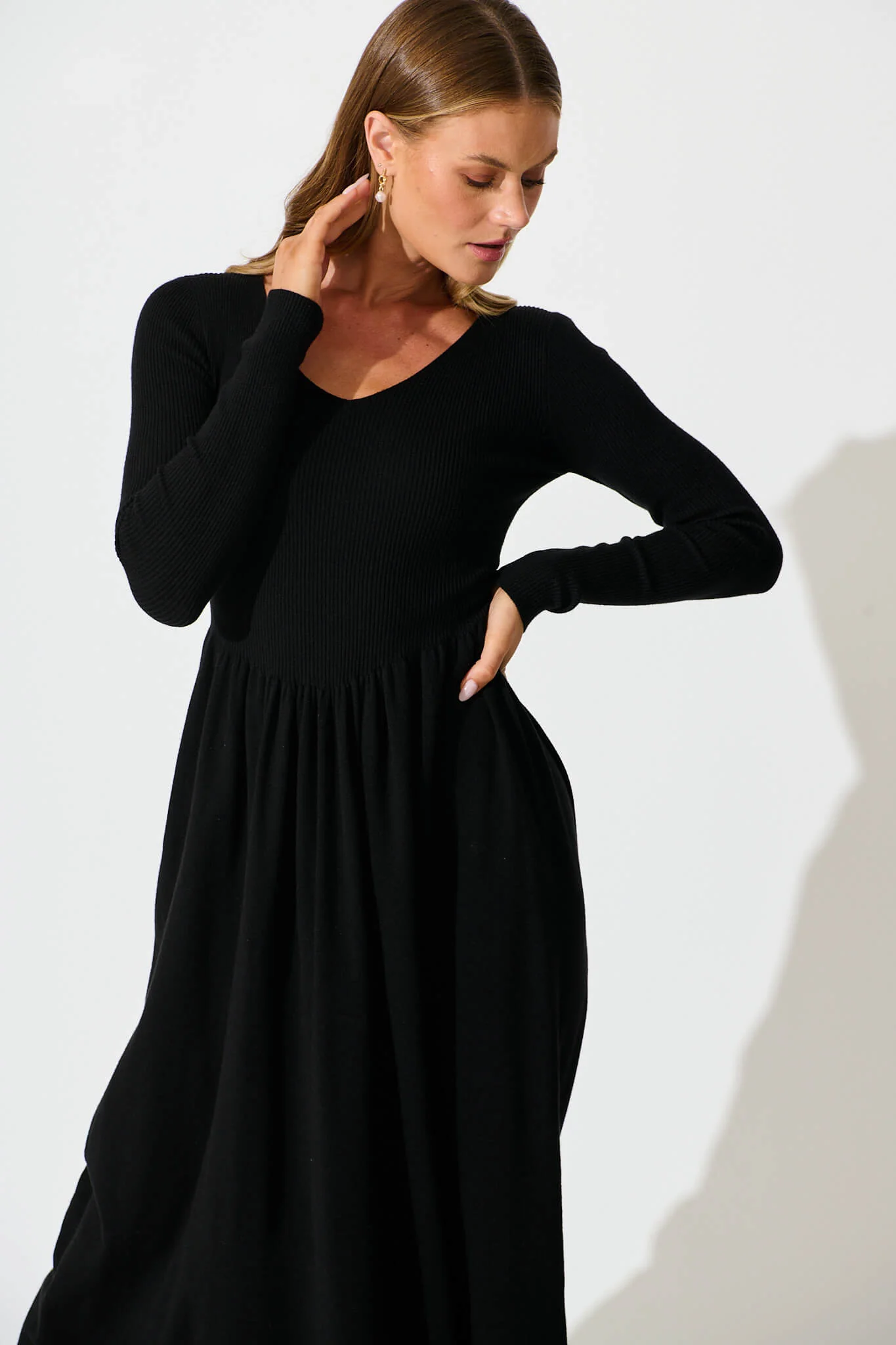 Dove Midi Knit Dress in Black - Image 6