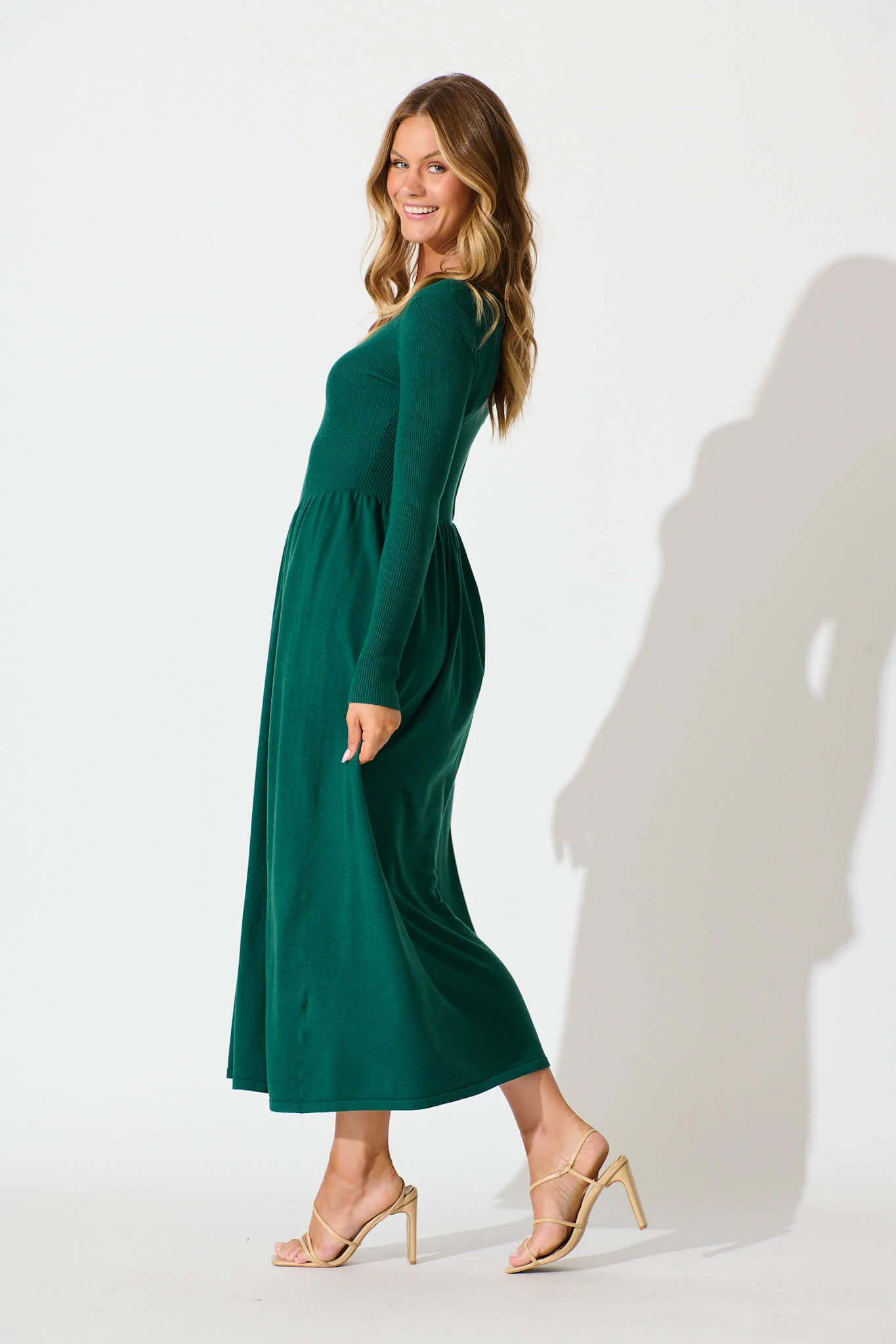 Dove Midi Knit Dress in Emerald - Image 6