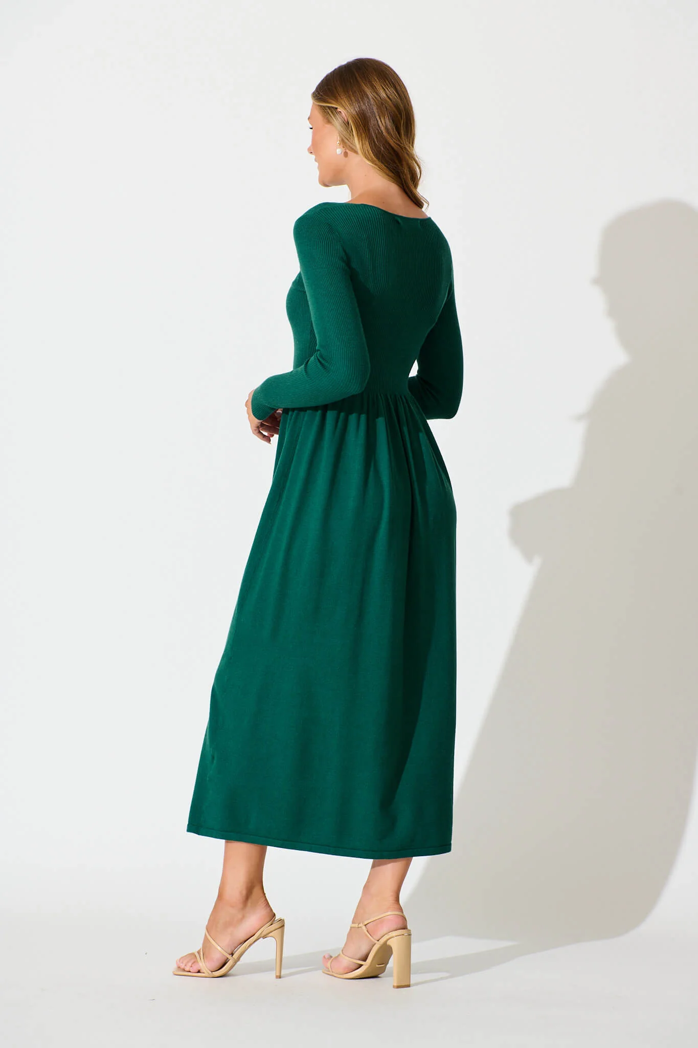 Dove Midi Knit Dress in Emerald - Image 7