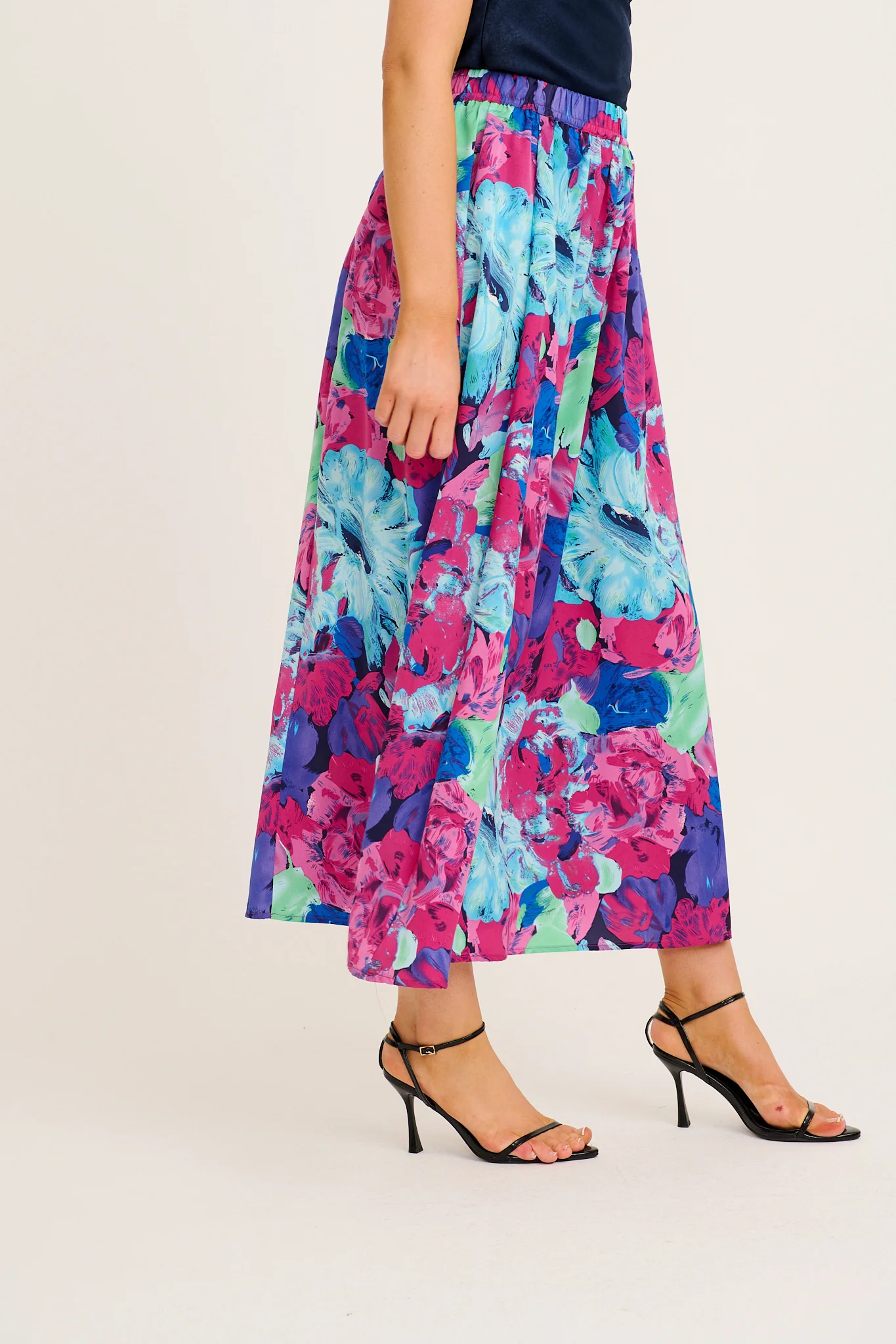 Dream Luxe Maxi Skirt in Multi Watercolour Satin - Image 2