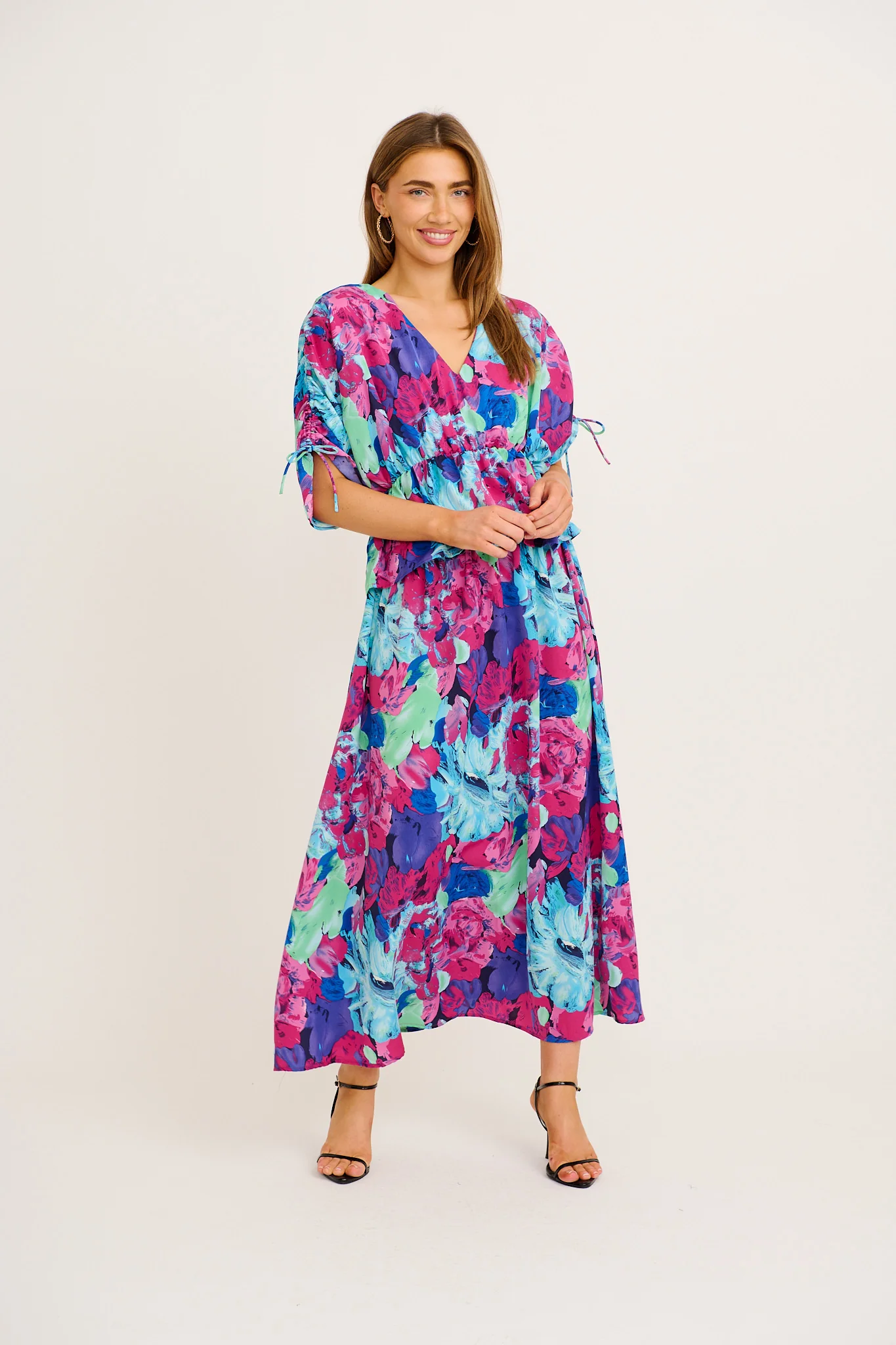 Dream Luxe Maxi Skirt in Multi Watercolour Satin - Image 4