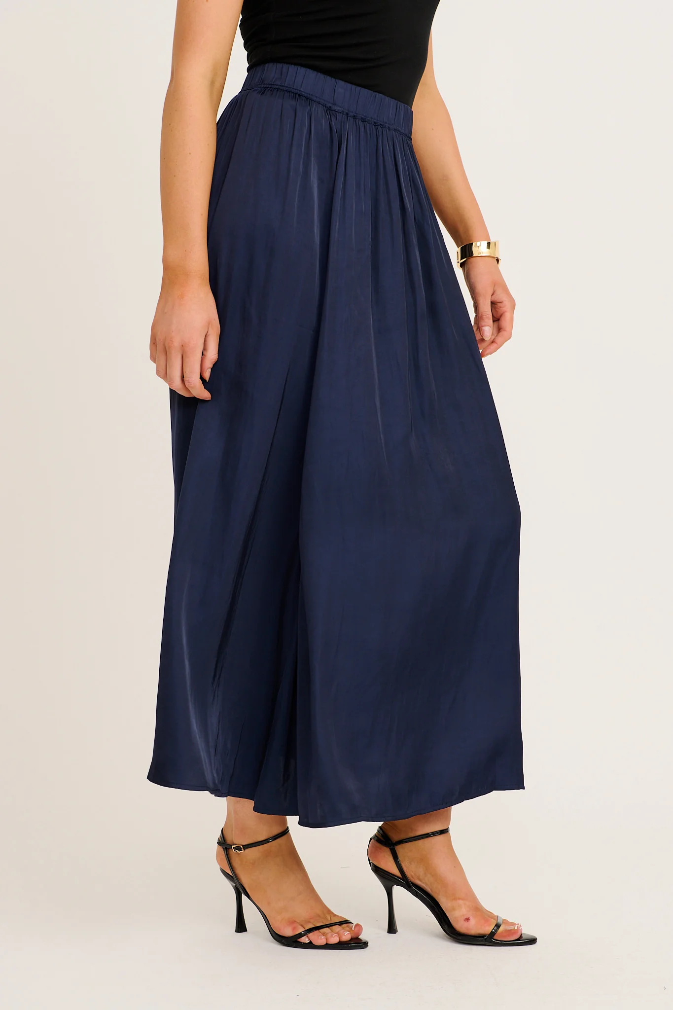 Dream Luxe Maxi Skirt in Navy Satin - Image 2