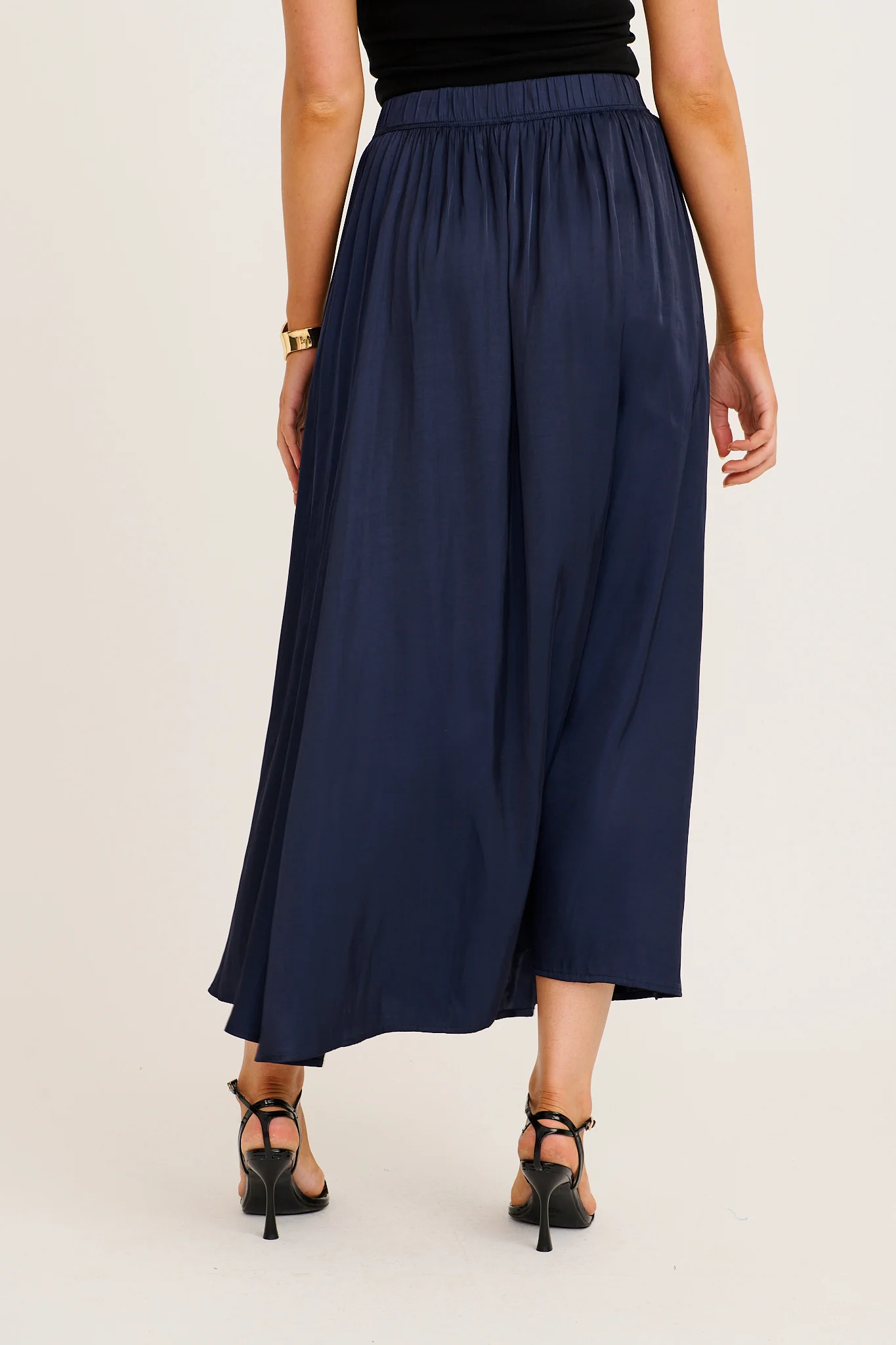Dream Luxe Maxi Skirt in Navy Satin - Image 3