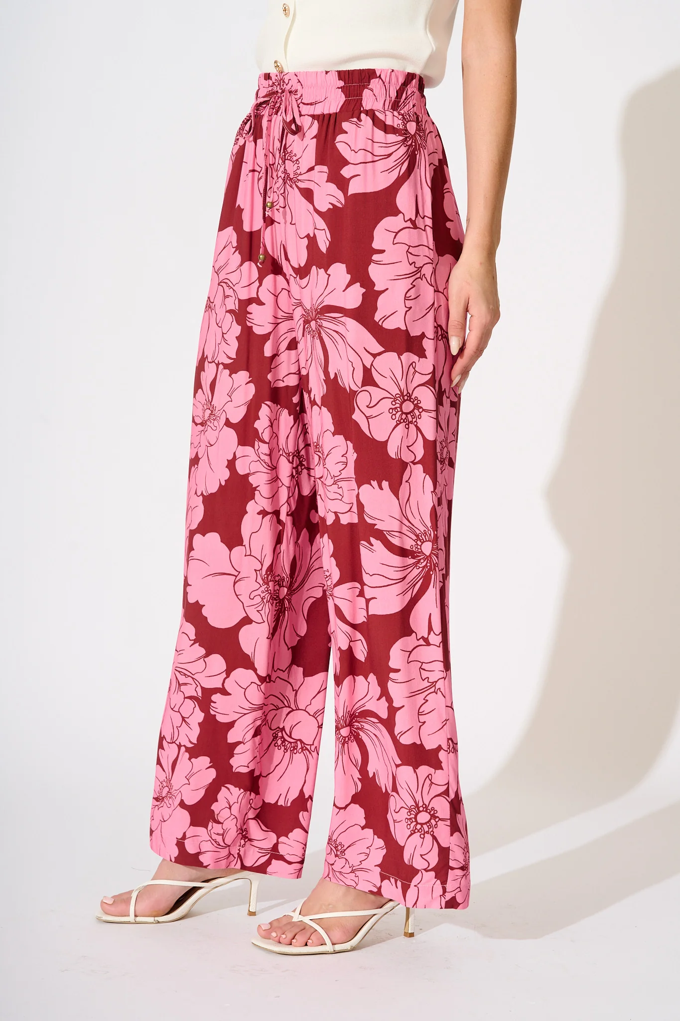 Dreamy Pant in Wine with Pink Floral - Image 5