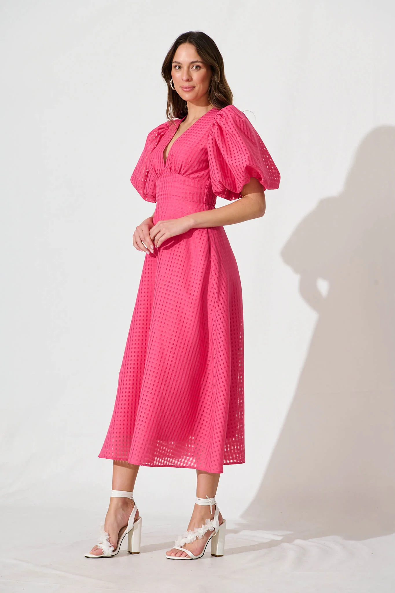 Duchess Maxi Dress In Pink Organza - Image 3