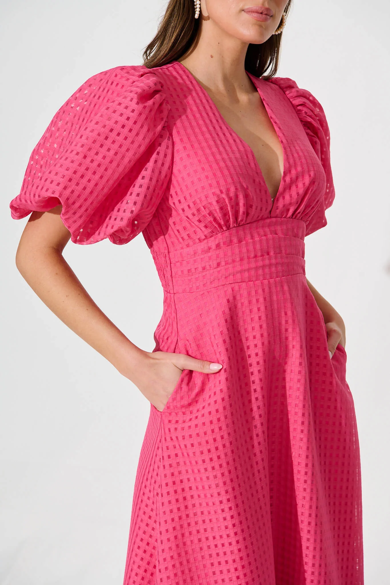 Duchess Maxi Dress In Pink Organza - Image 5