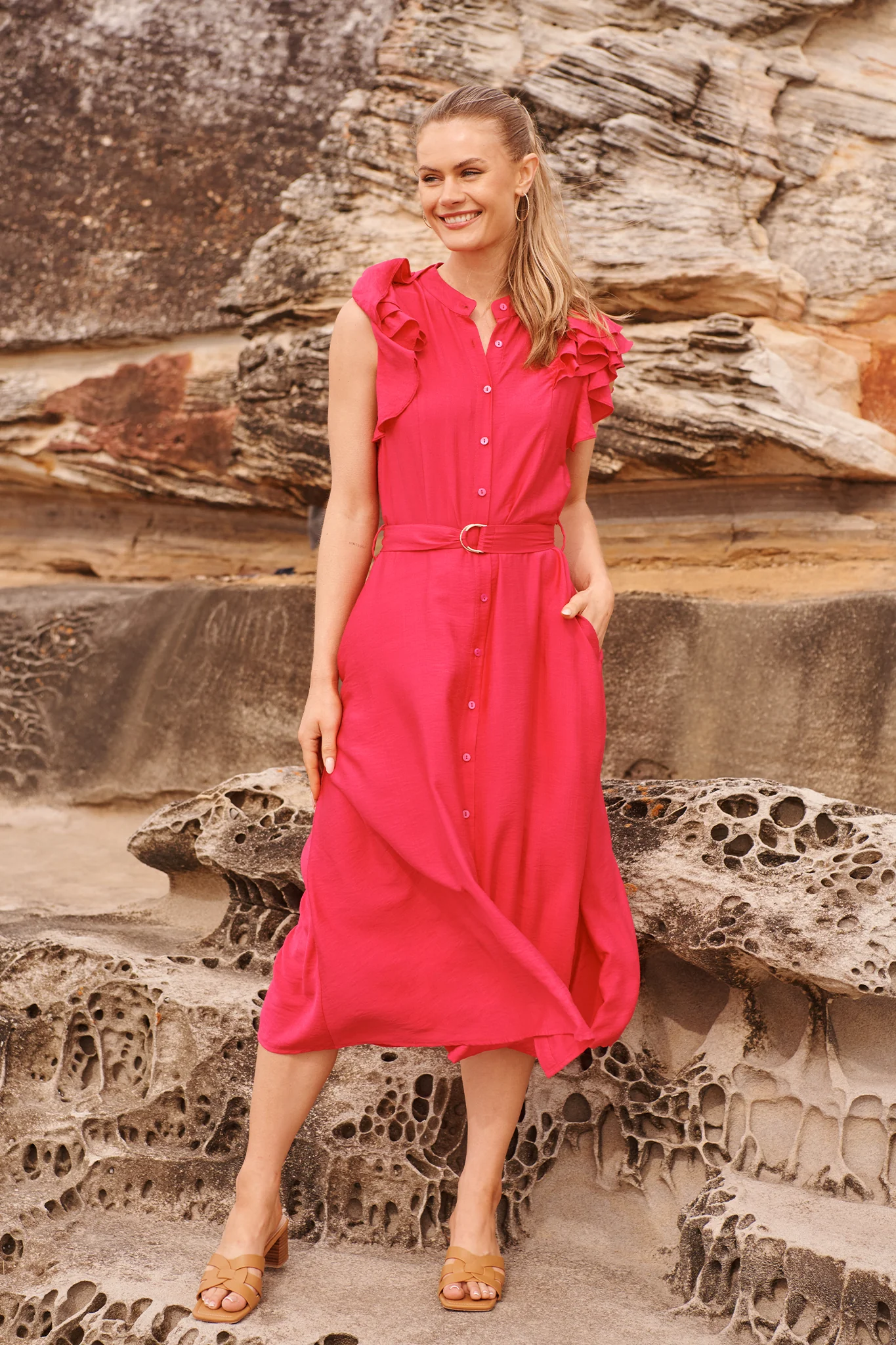 Dusk Desire Midi Dress in Pink - Image 6